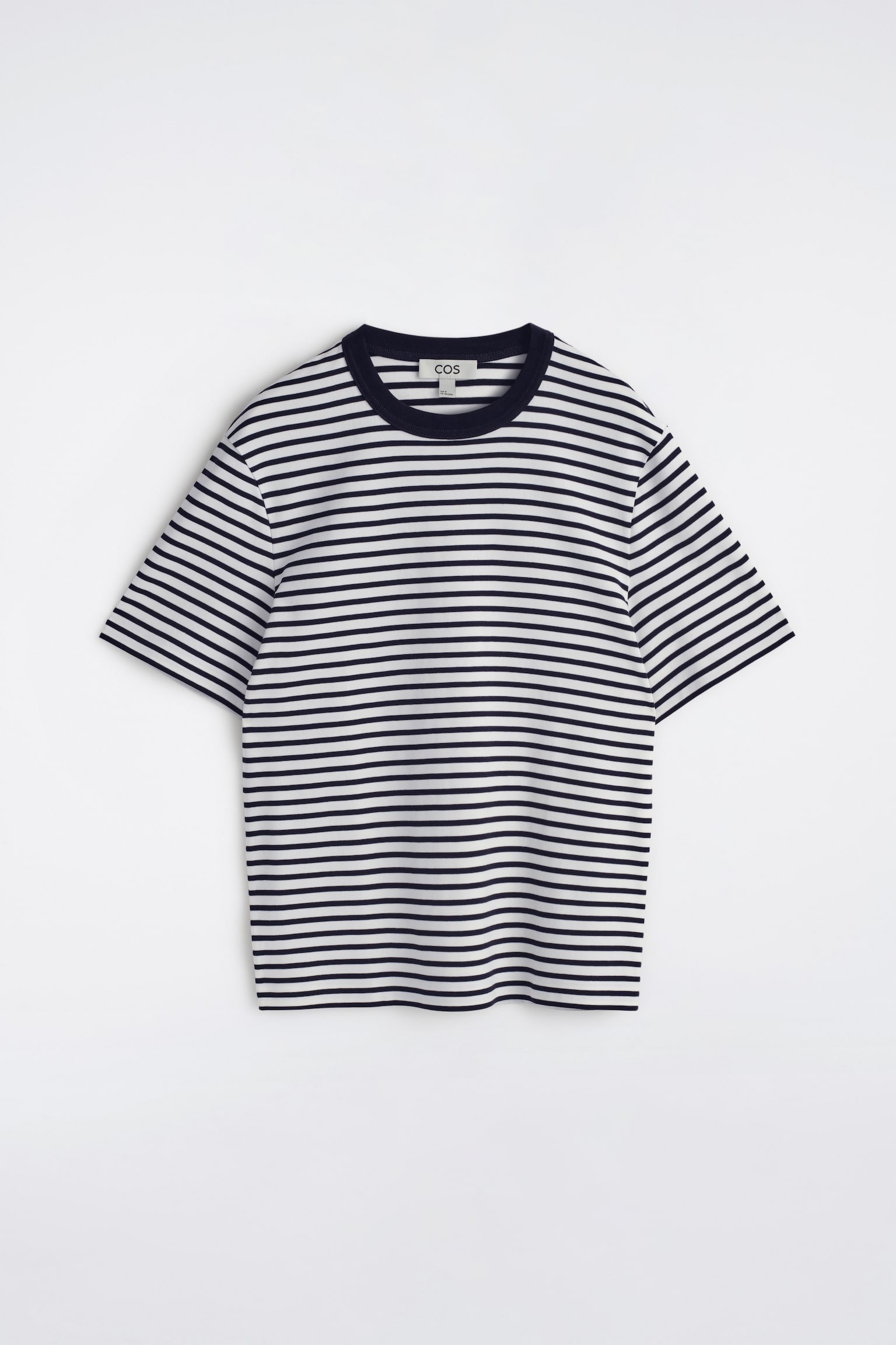 T-SHIRT I INTERLOCK-BOMULD MED CREWNECK - MARINEBLÅ / HVID / STRIBET/HVID/SORT/MARINEBLÅ/LYSEGRÅ - 2