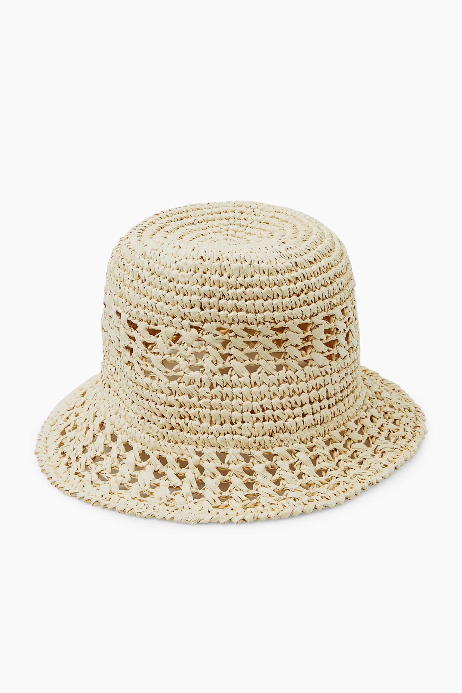 CROCHETED STRAW BUCKET HAT - BEIGE/BLACK - 3