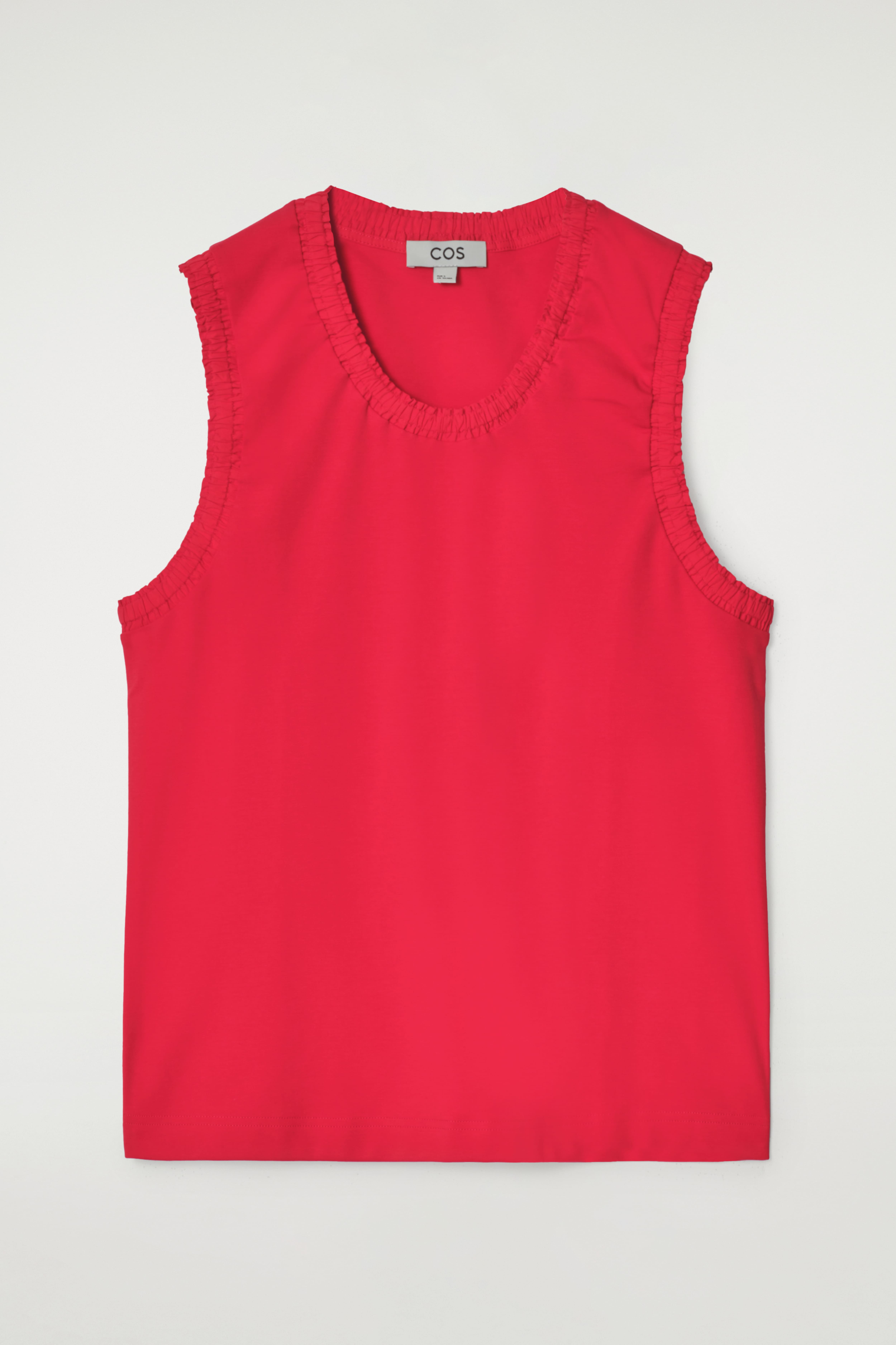 Gyűrt pamut ujjatlan felső - PIROS/ECRU/FEKETE