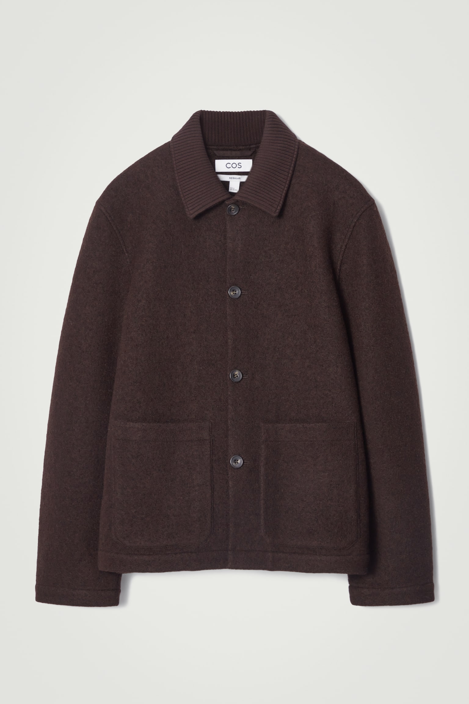 BOILED-WOOL CHORE JACKET - DARK BROWN/NAVY - 2