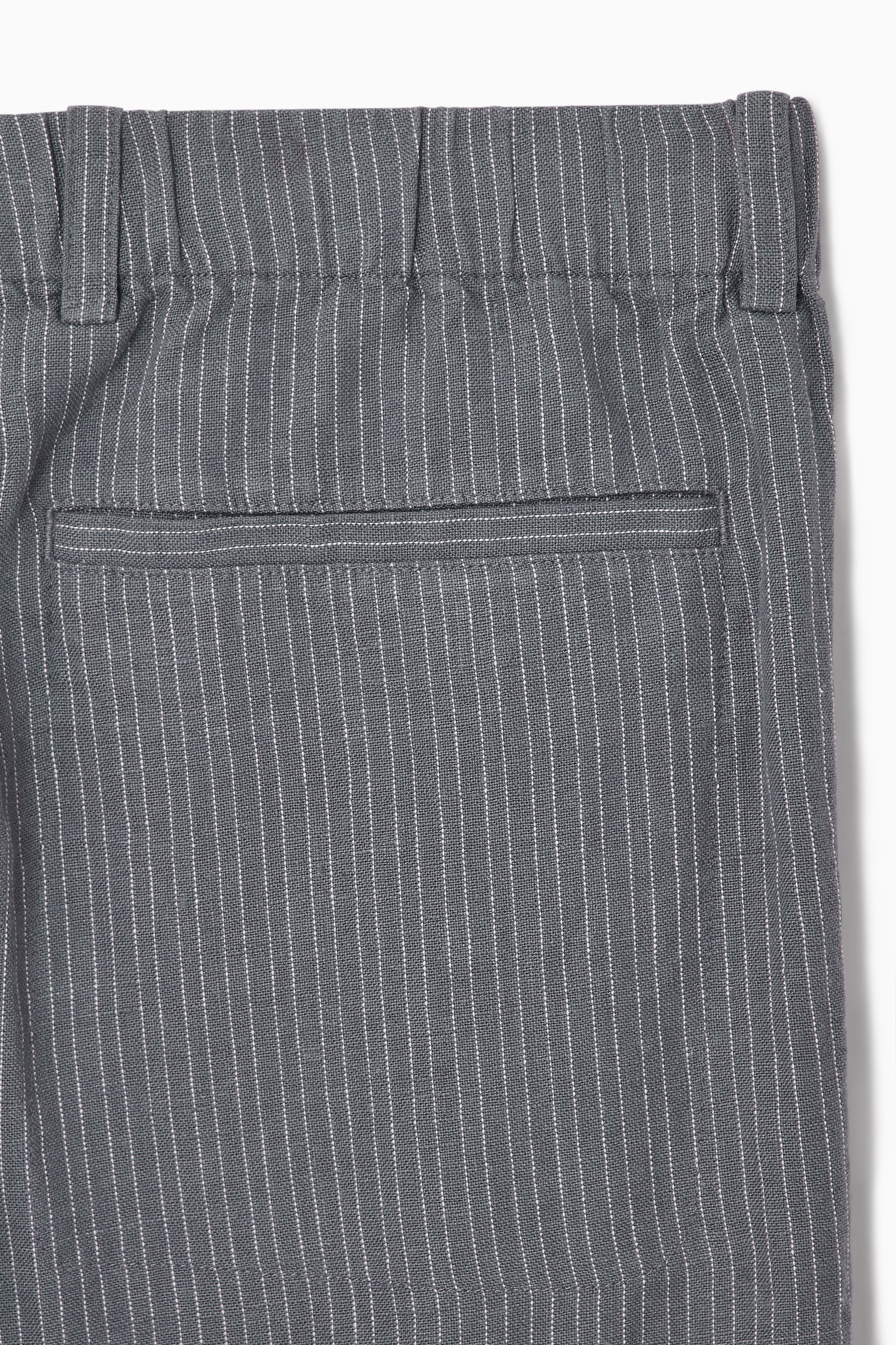 RELAXED ELASTICATED LINEN STRAIGHT-LEG TROUSERS - GREY / PINSTRIPE/DARK NAVY/STONE - 5