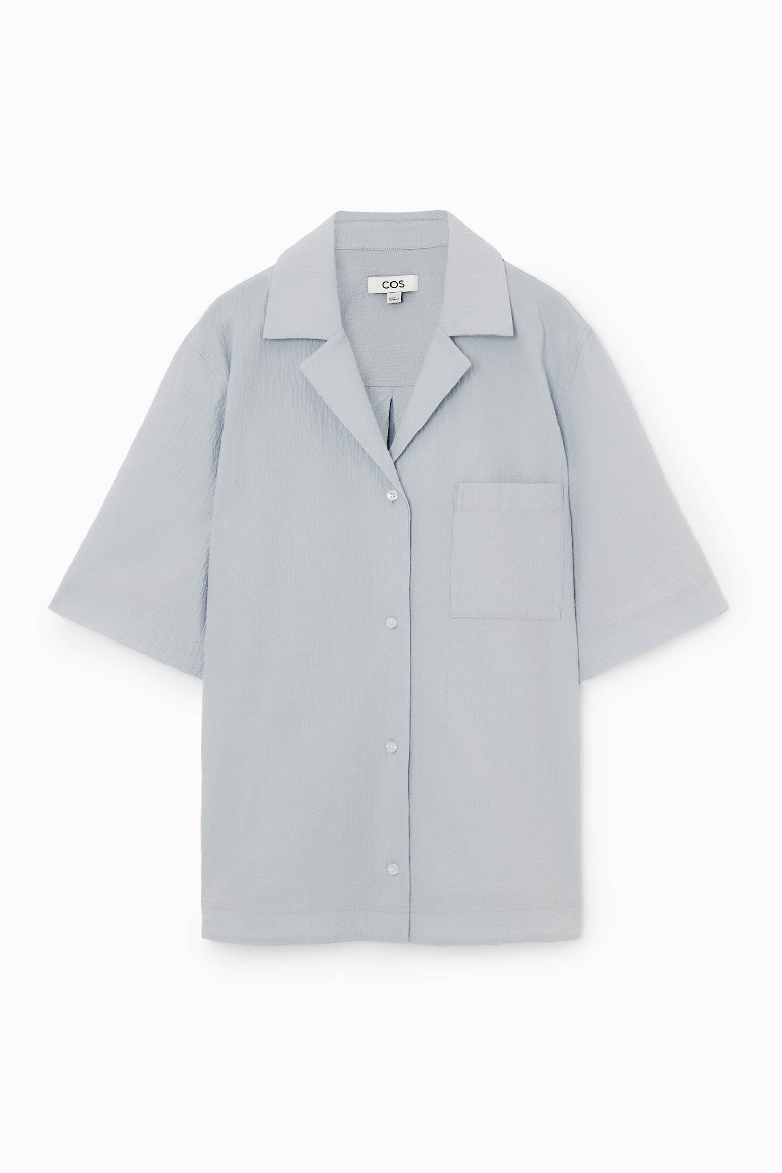 REGULAR SEERSUCKER SHIRT - DUSTY BLUE/OFF WHITE - 2