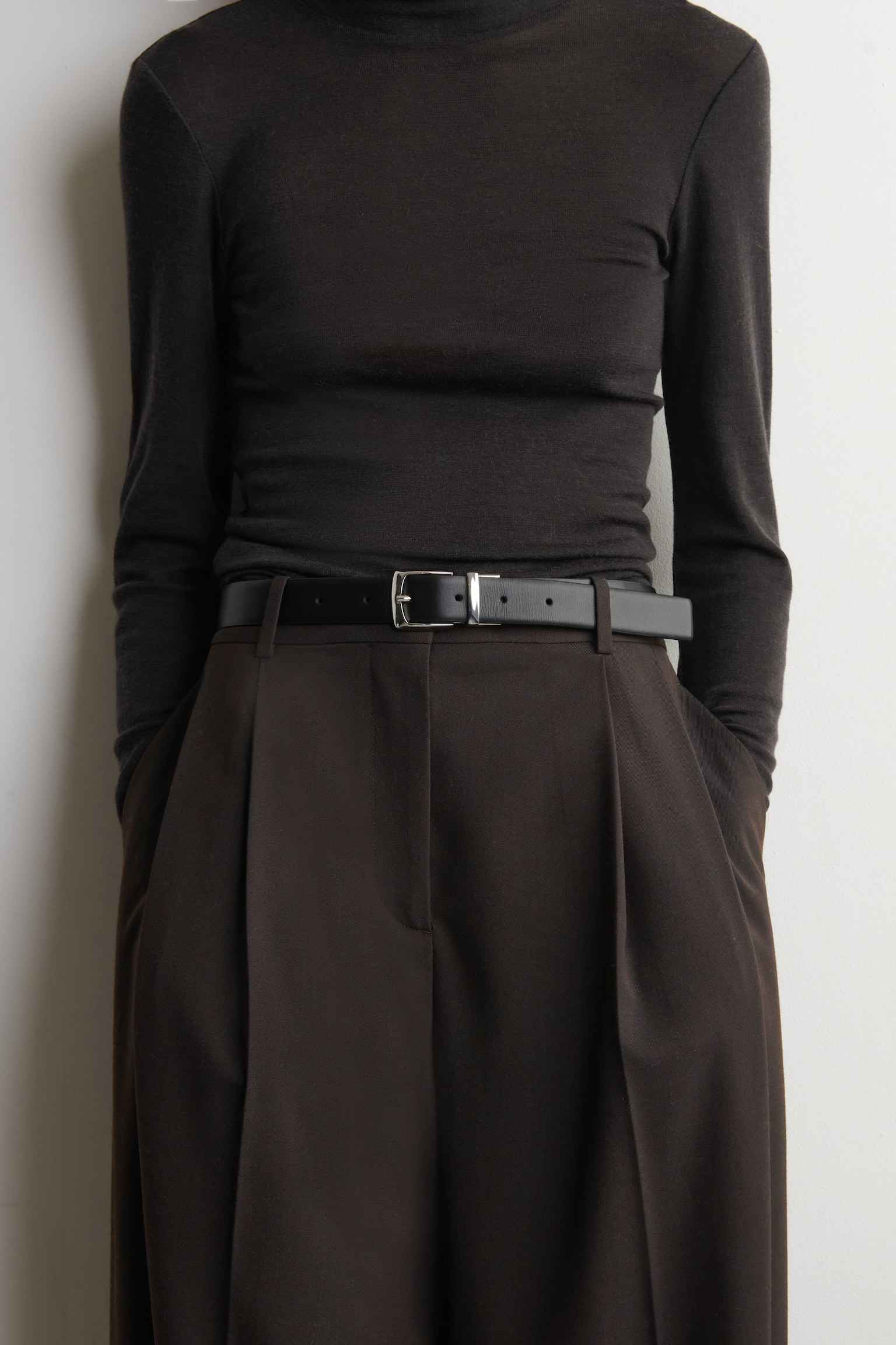 OMKEERBARE LEREN RIEM - Bruin croco-effect / zwart/slangenhuid-effect / zwart - 3