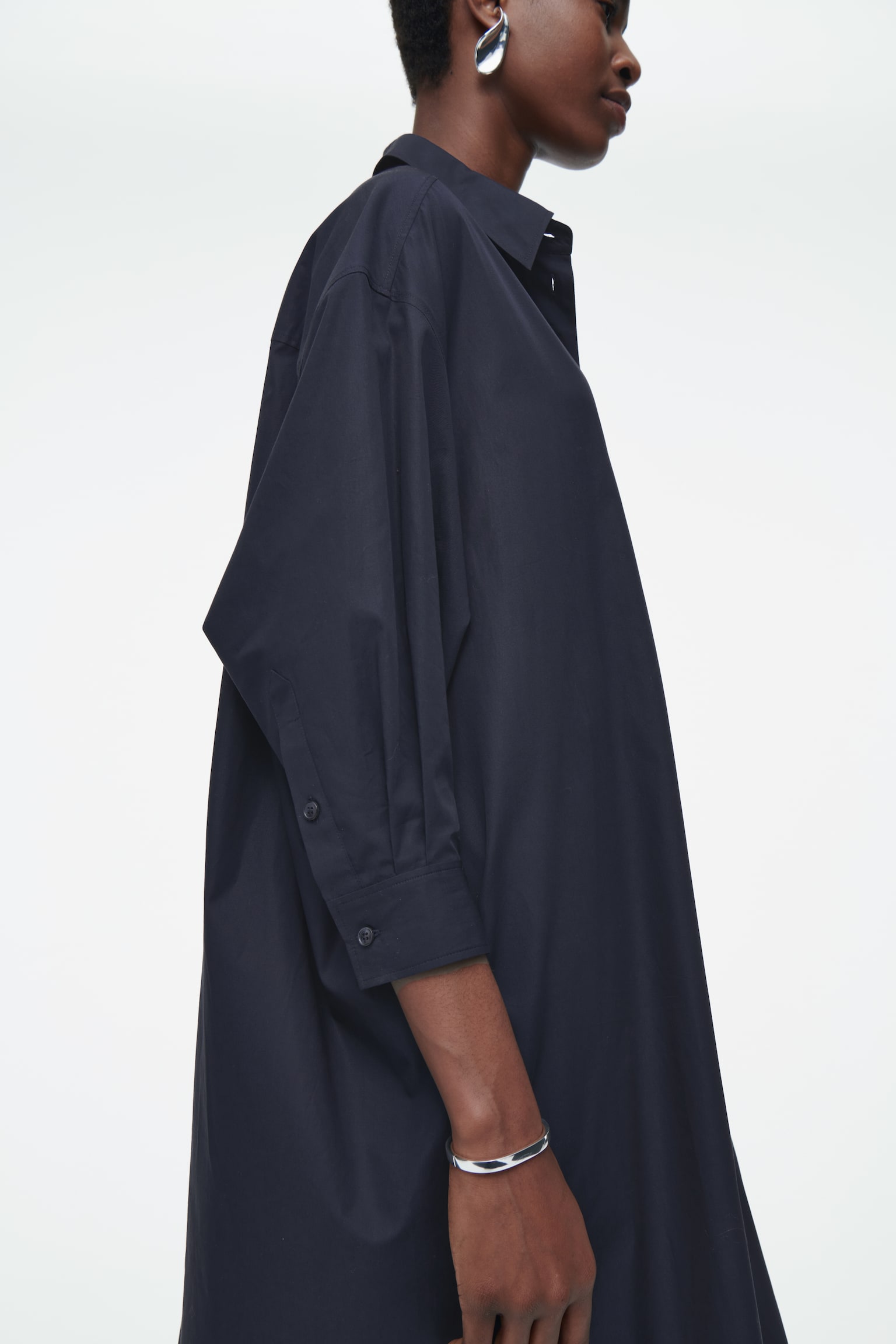 OVERSIZED DRAPED SHIRT DRESS - NAVY - 6