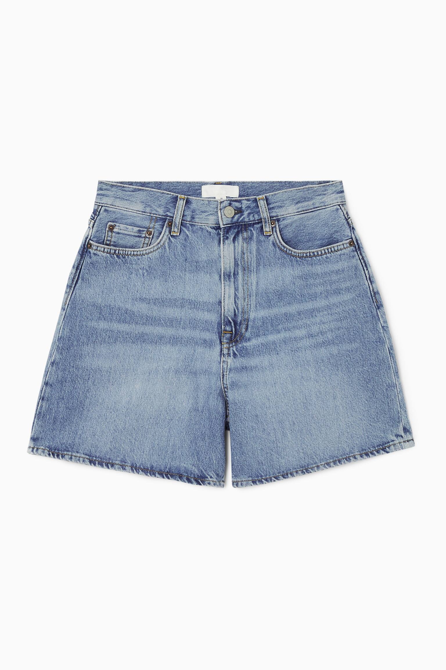 HIGH-RISE DENIM SHORTS - LIGHT BLUE/INDIGO - 2