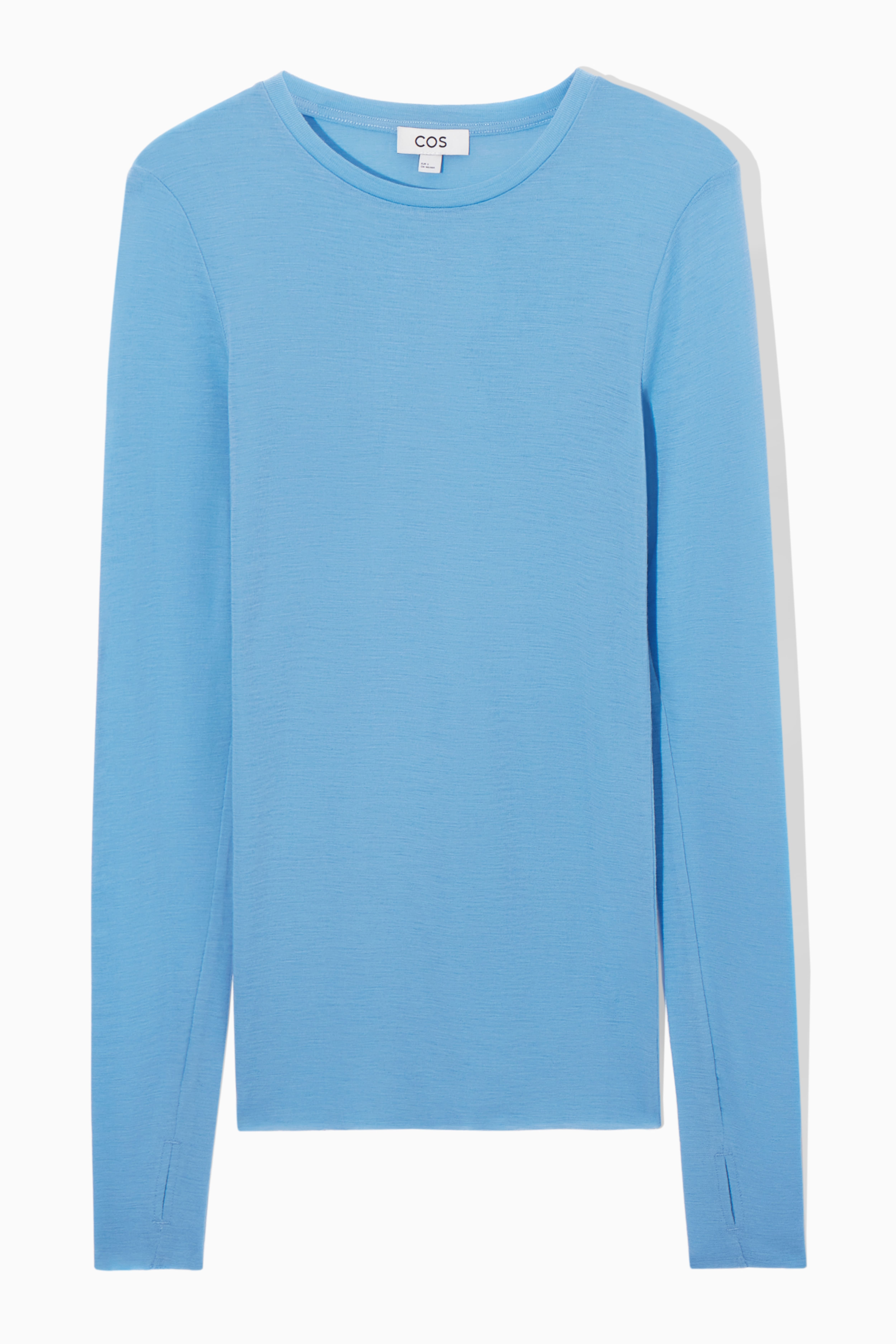 CREW-NECK MERINO WOOL TOP - Round neck - Long sleeve - LIGHT BLUE 