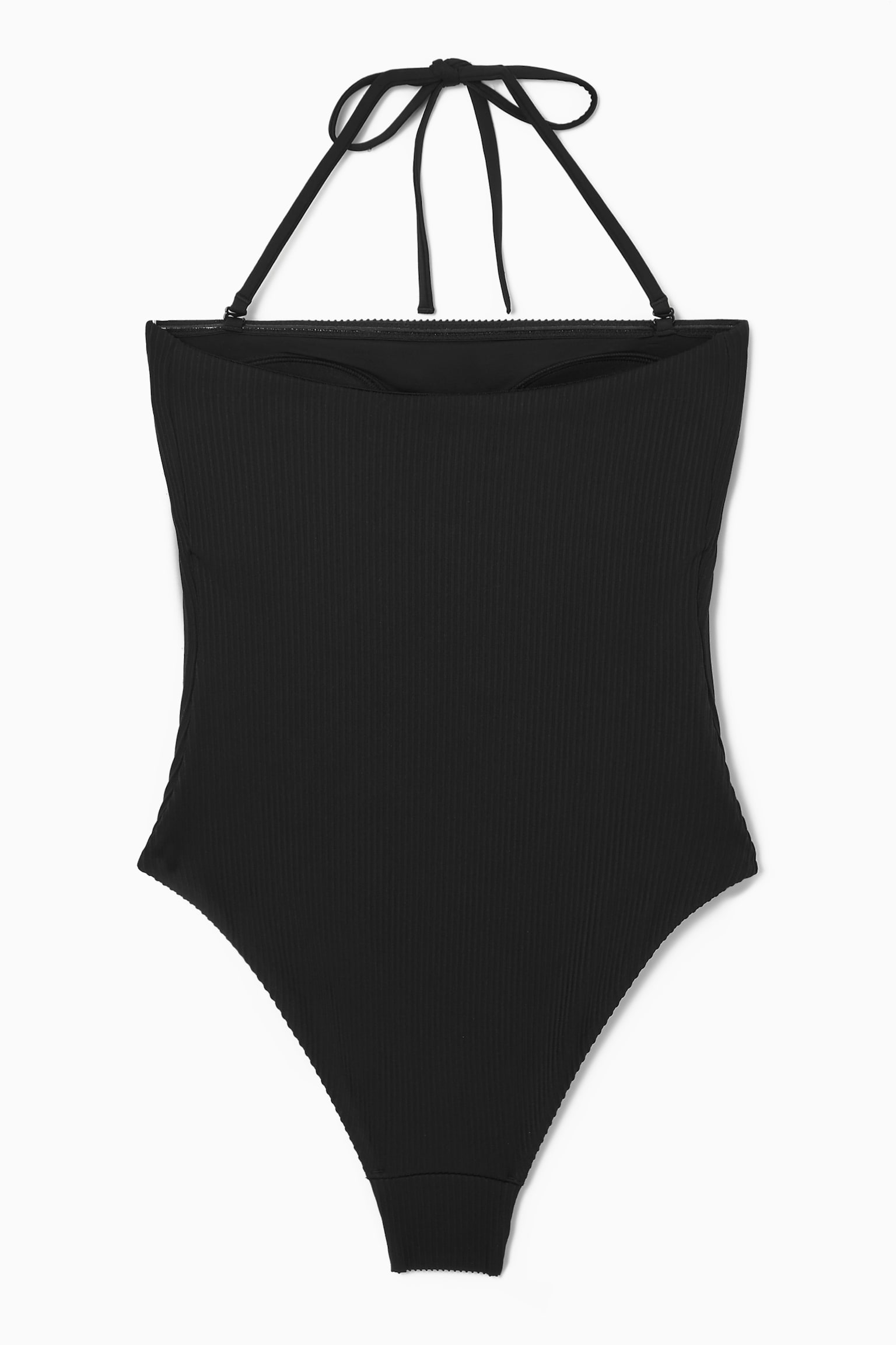 RIBBED BANDEAU SWIMSUIT - BLACK - 5