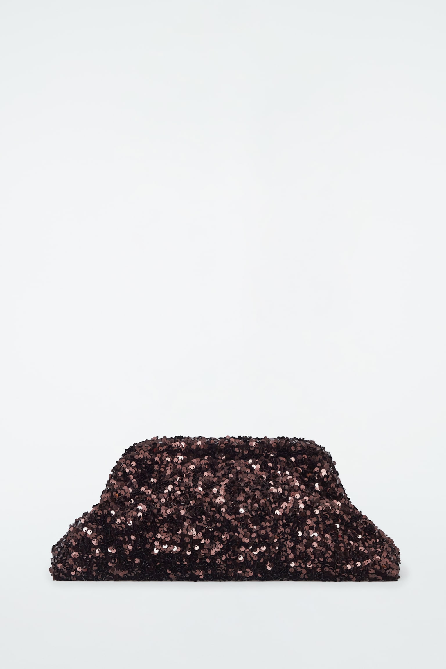 OVERSIZED SEQUINNED FRAMED CLUTCH - CHOCOLATE/SILVER - 2