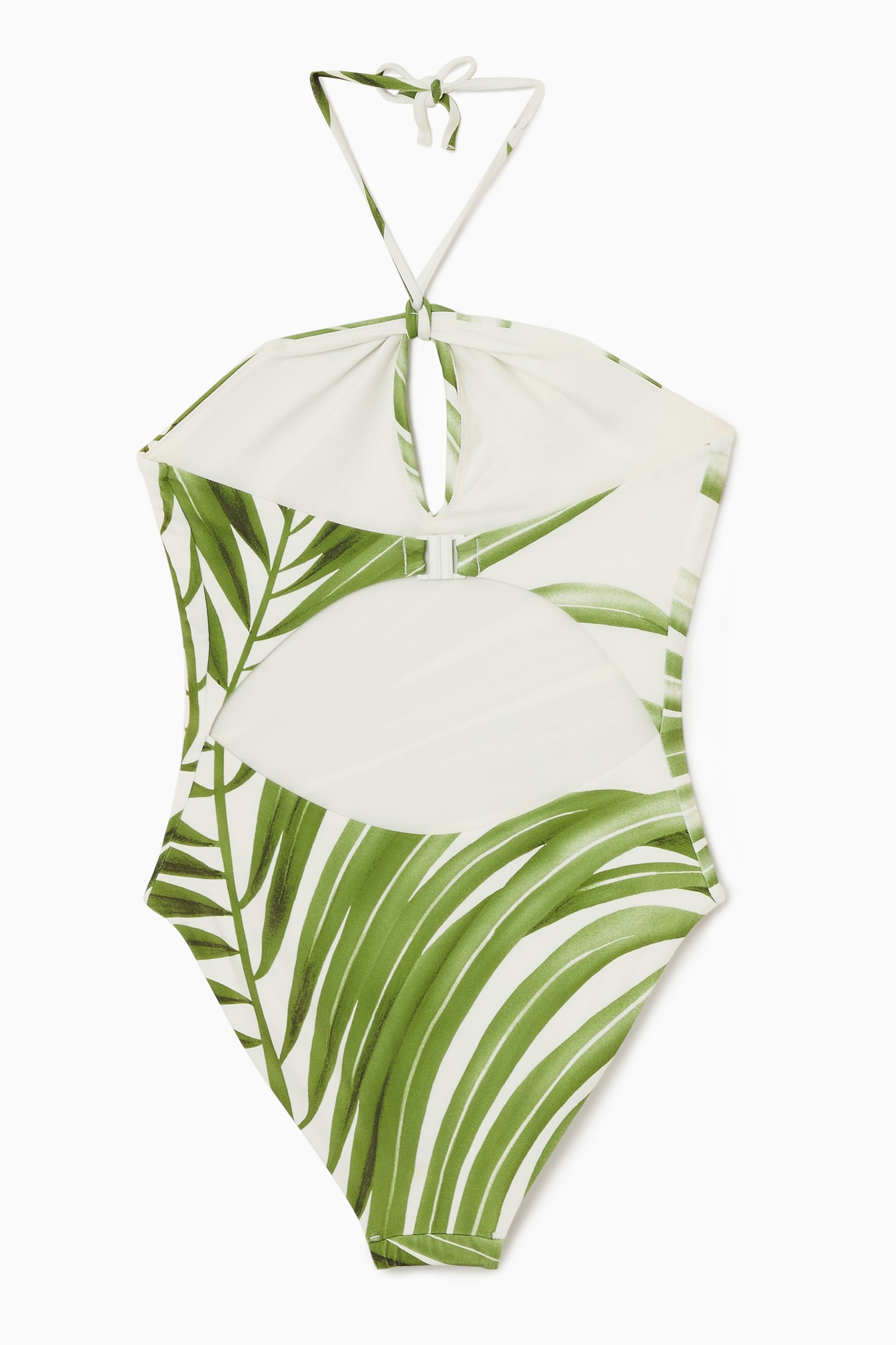 HALTERNECK CUTOUT SWIMSUIT - GREEN / WHITE/ORANGE - 3