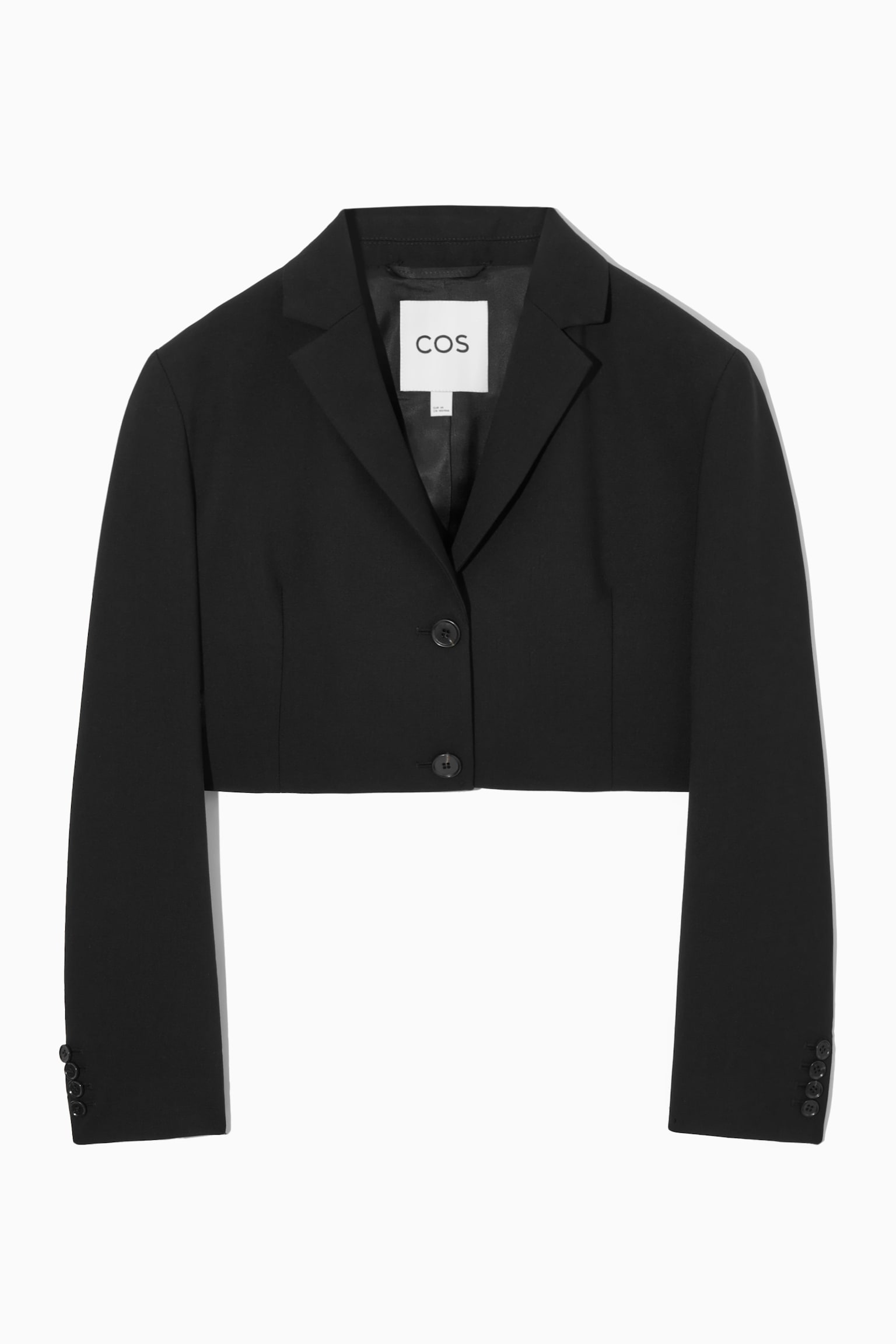 REGULAR CROPPED WOOL BLAZER - BLACK/STONE MÉLANGE - 1