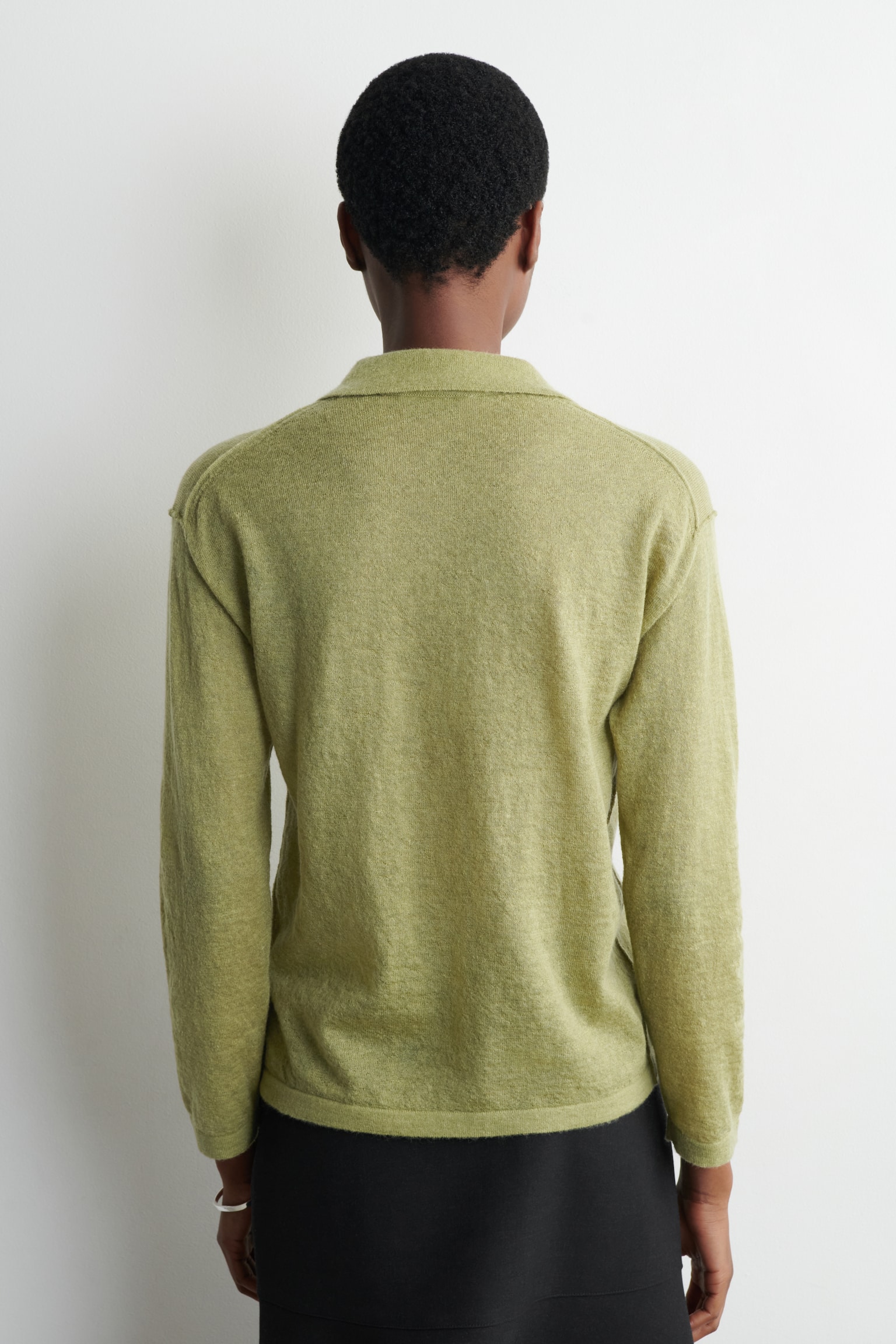 Gebreid shirt van mohairmix - GROEN - 3