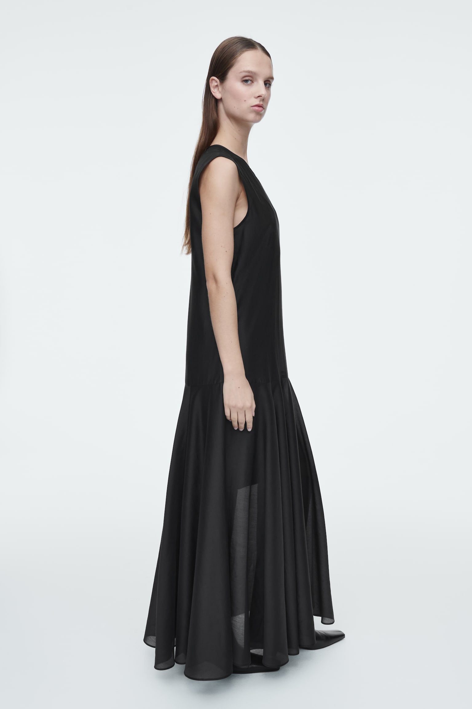 SHEER MAXI DRESS - BLACK - 4