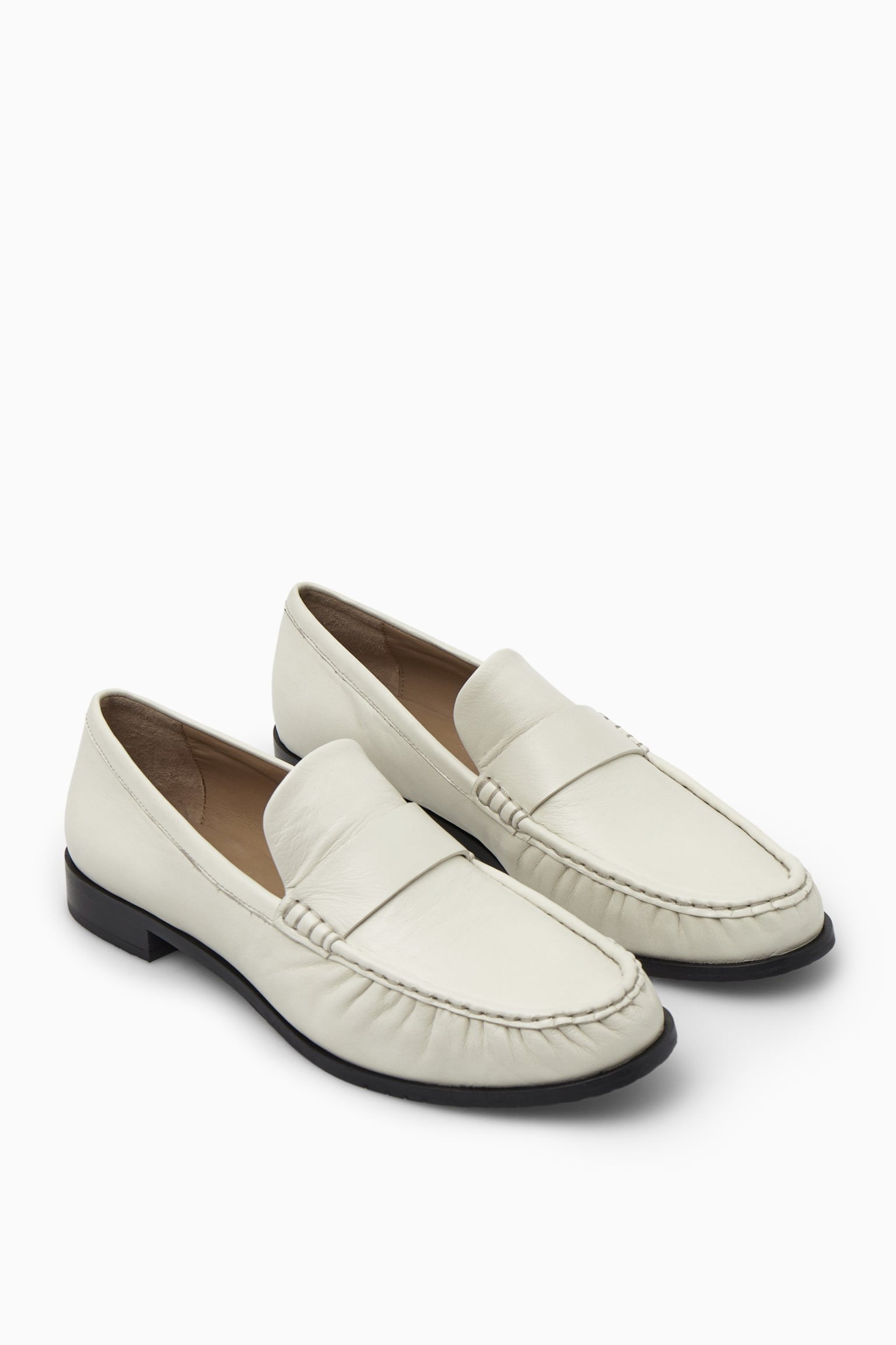 LEATHER LOAFERS - OFF WHITE/BLACK - 3