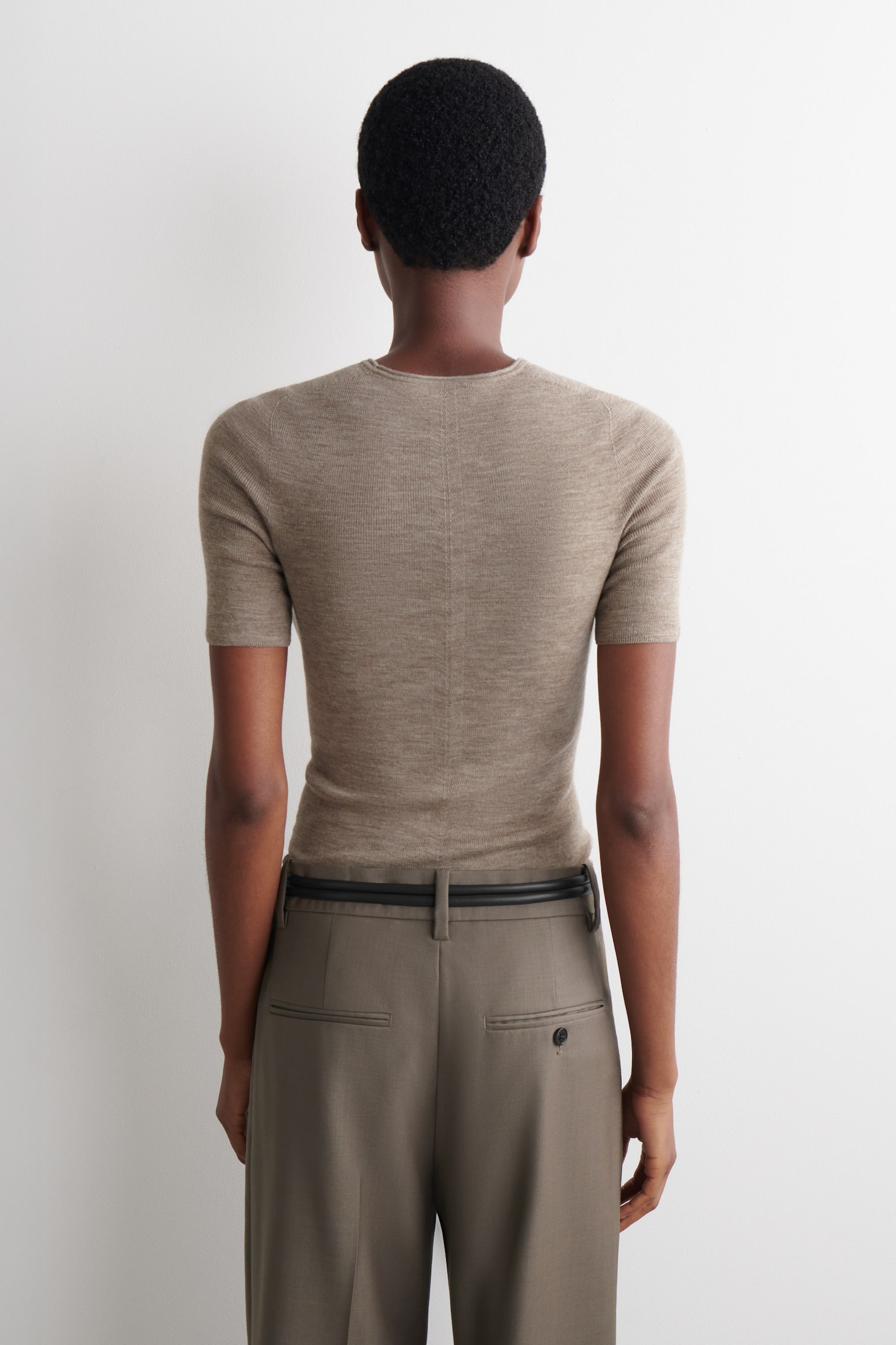 Sømløs t-skjorte i merinoull - Beige melange/Burgunder mélange/Koksgrå mélange - 3