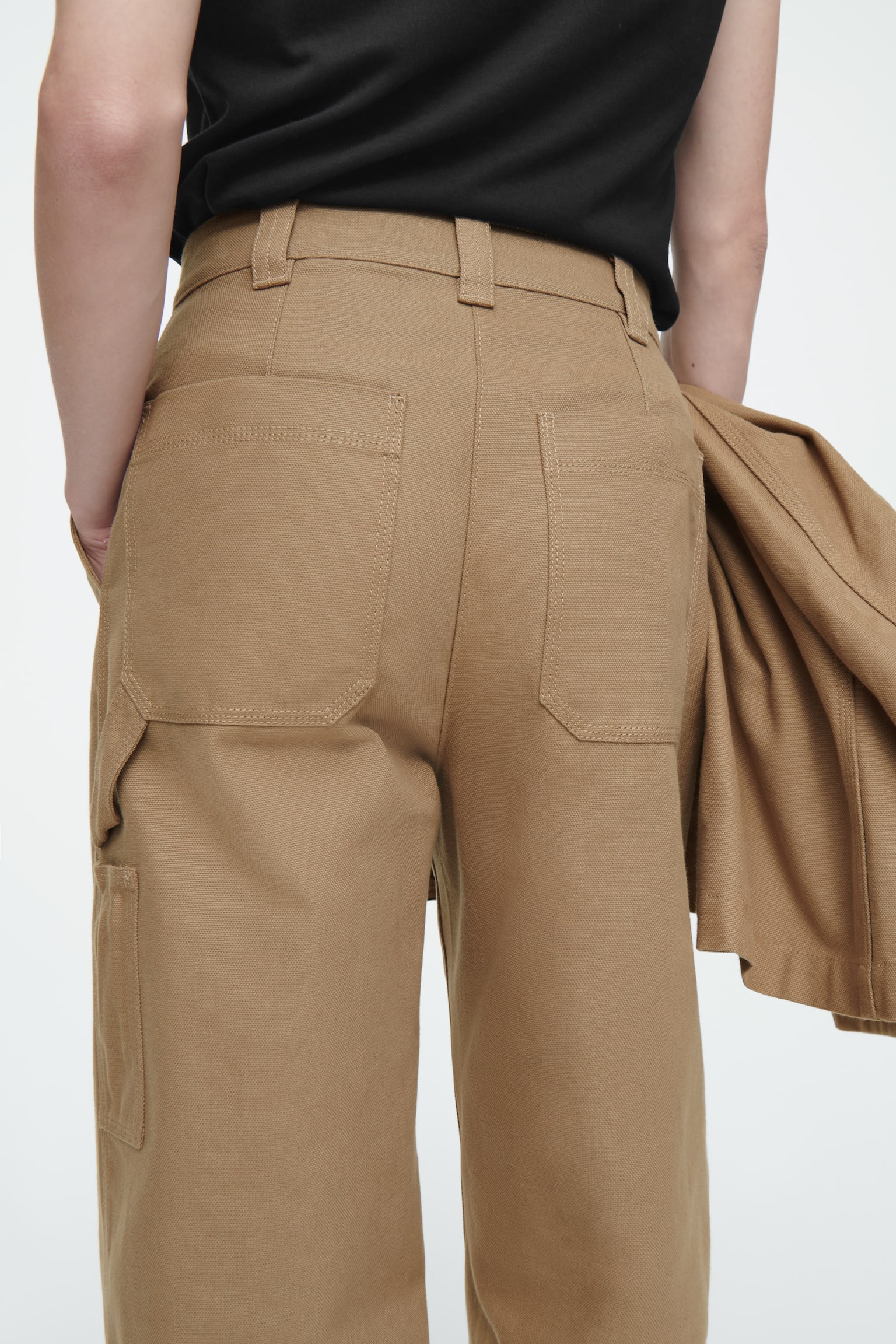 WIDE-LEG CANVAS UTILITY TROUSERS - BEIGE - 7