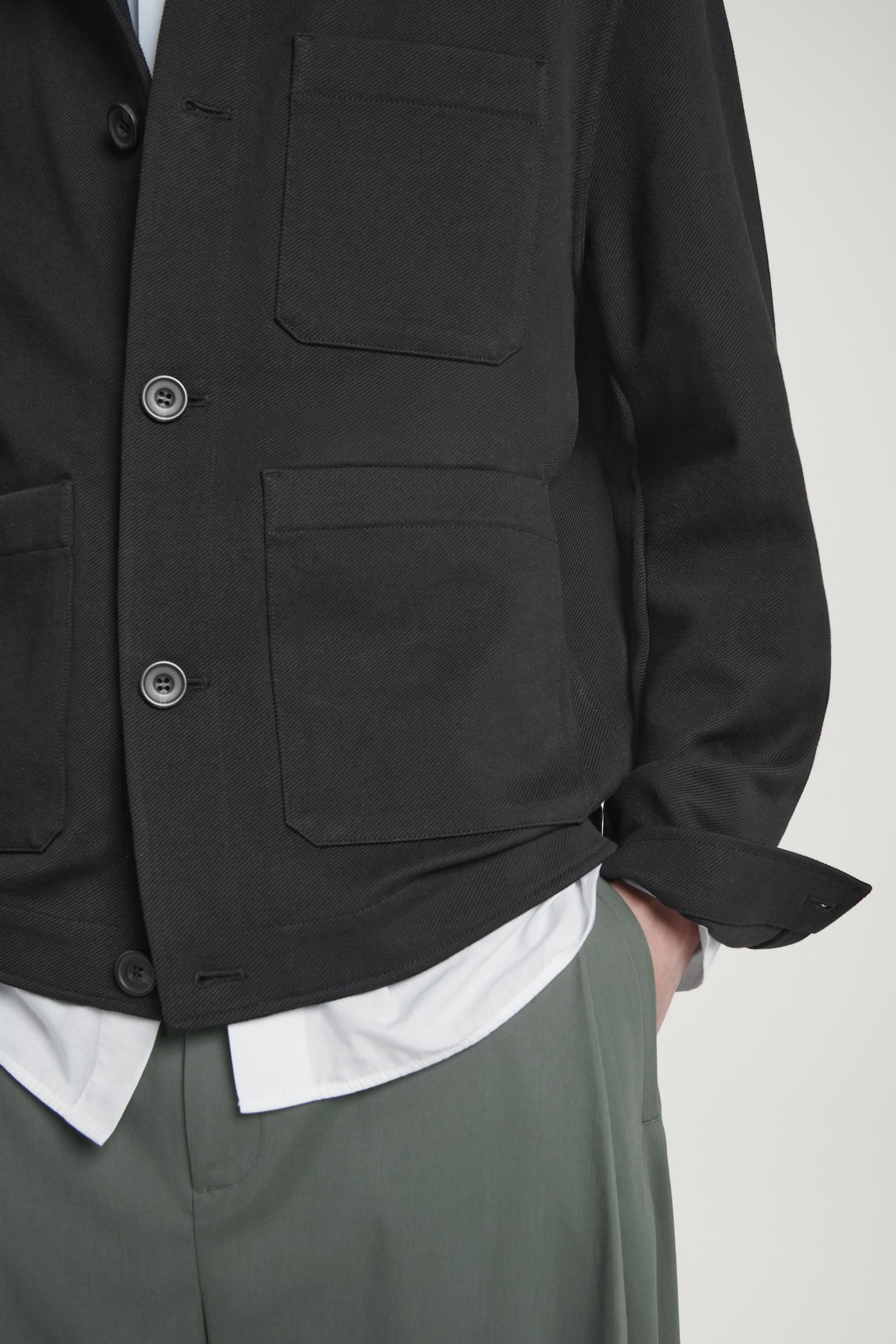 TWILL UTILITY JACKET - BLACK/NAVY/OFF-WHITE - 6