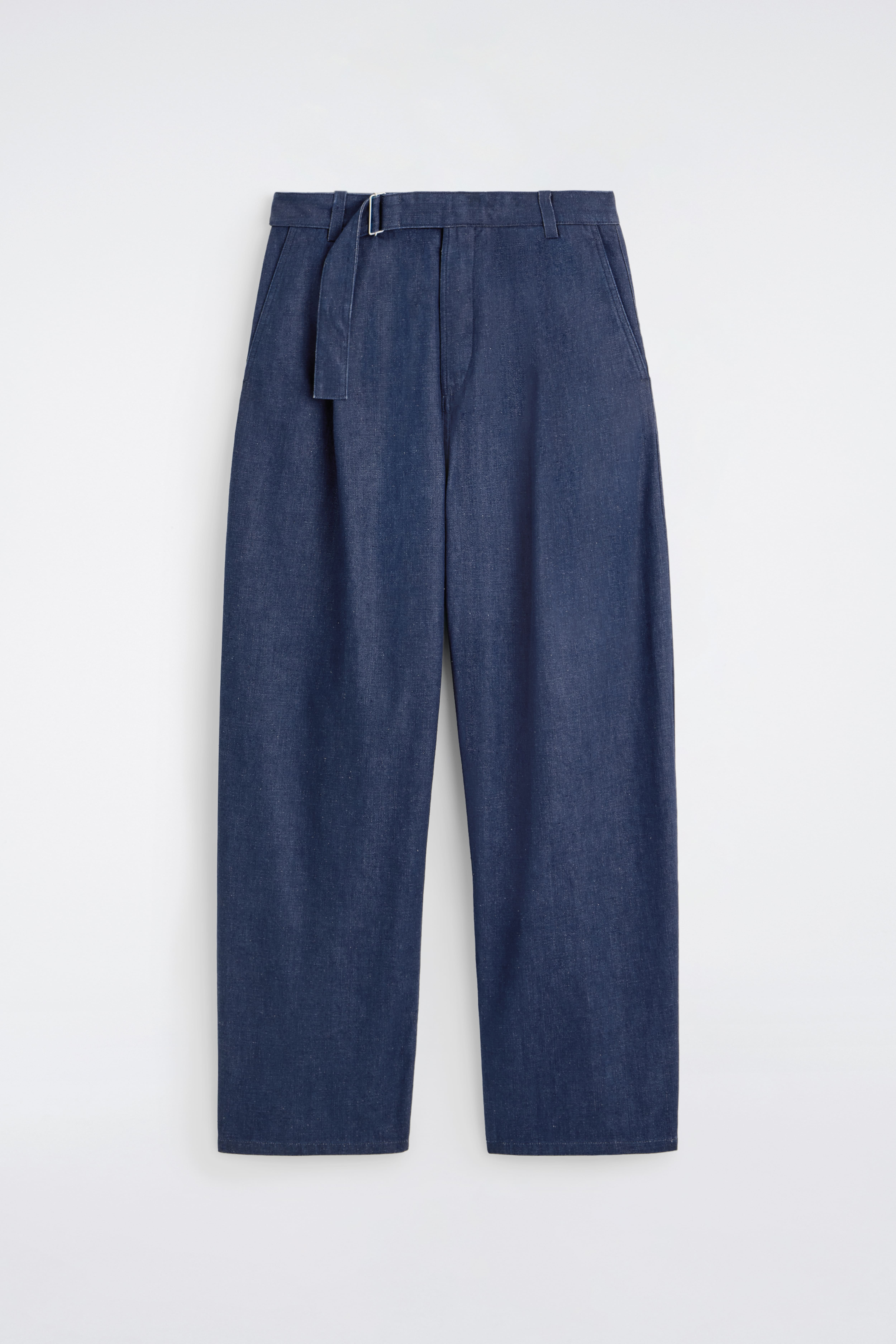 PANTALONI BARREL IN DENIM CON CINTURA - BLU