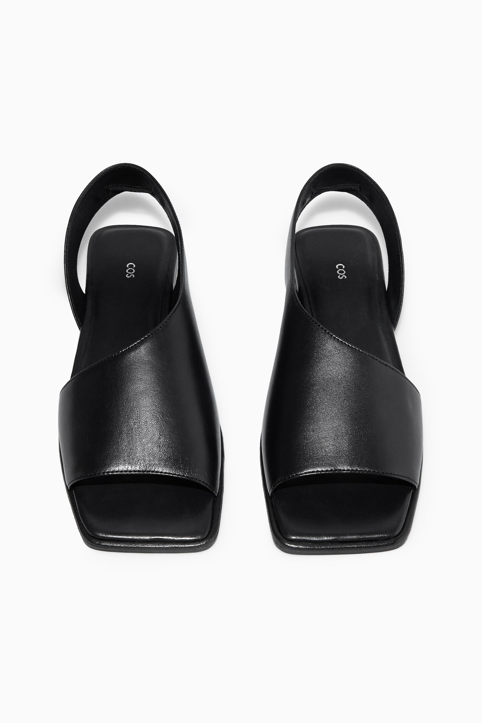 LEATHER SLINGBACK SANDALS - BLACK - 6