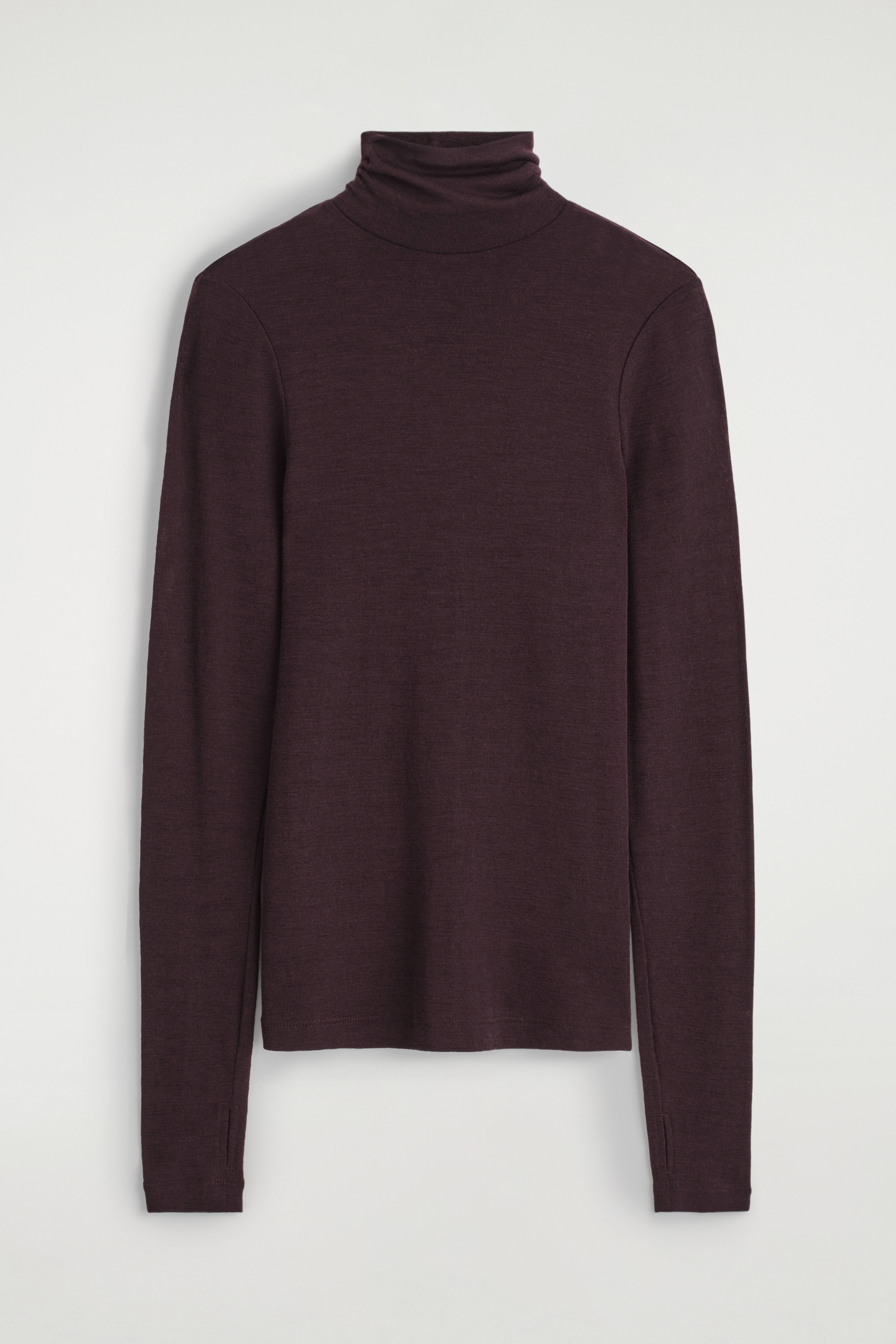 MAGLIA A COLLO ALTO IN LANA MERINO - BORDEAUX MÉLANGE/MARRONE SCURO