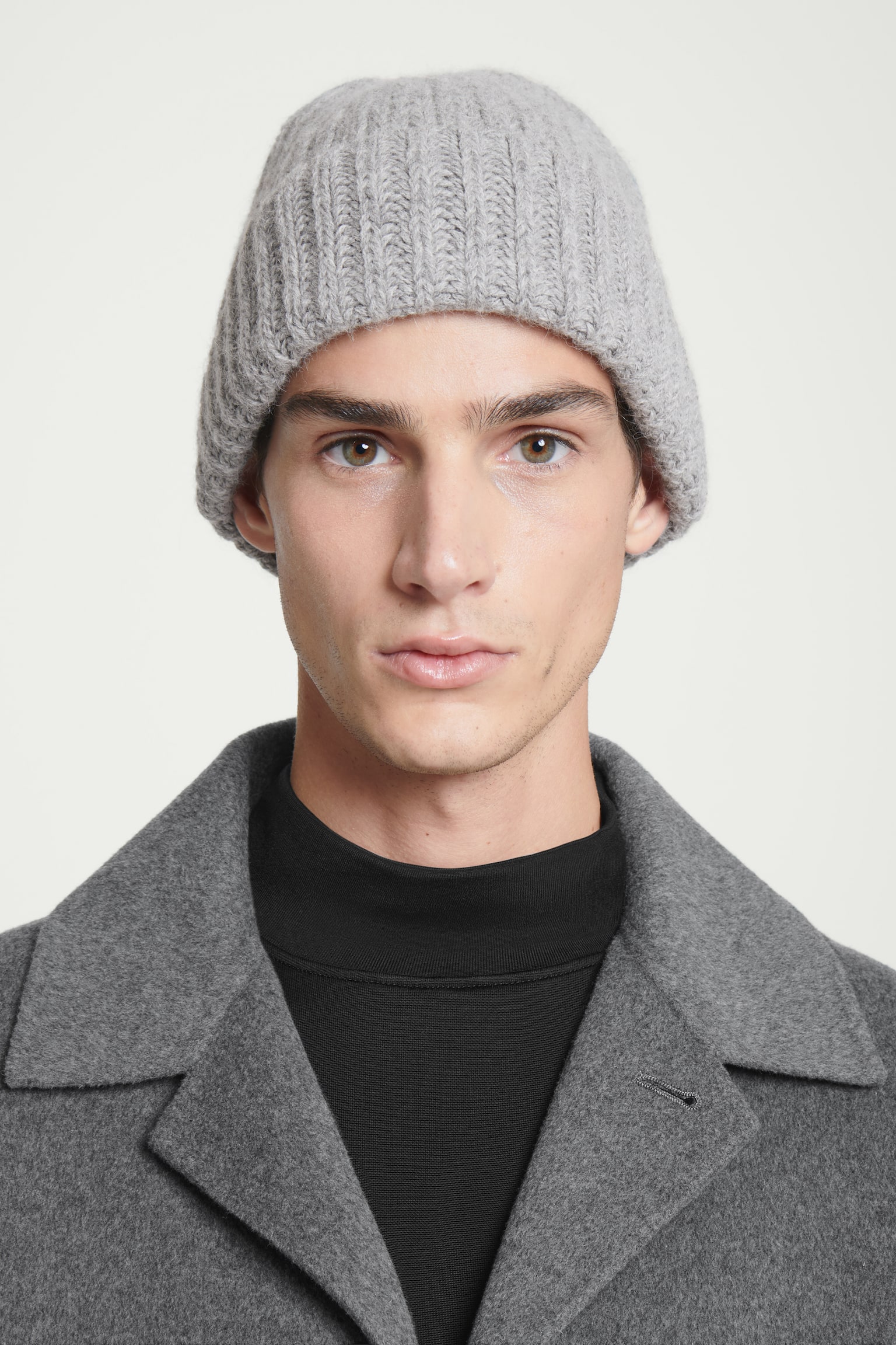 RIBBED ALPACA-BLEND BEANIE - GREY - 1