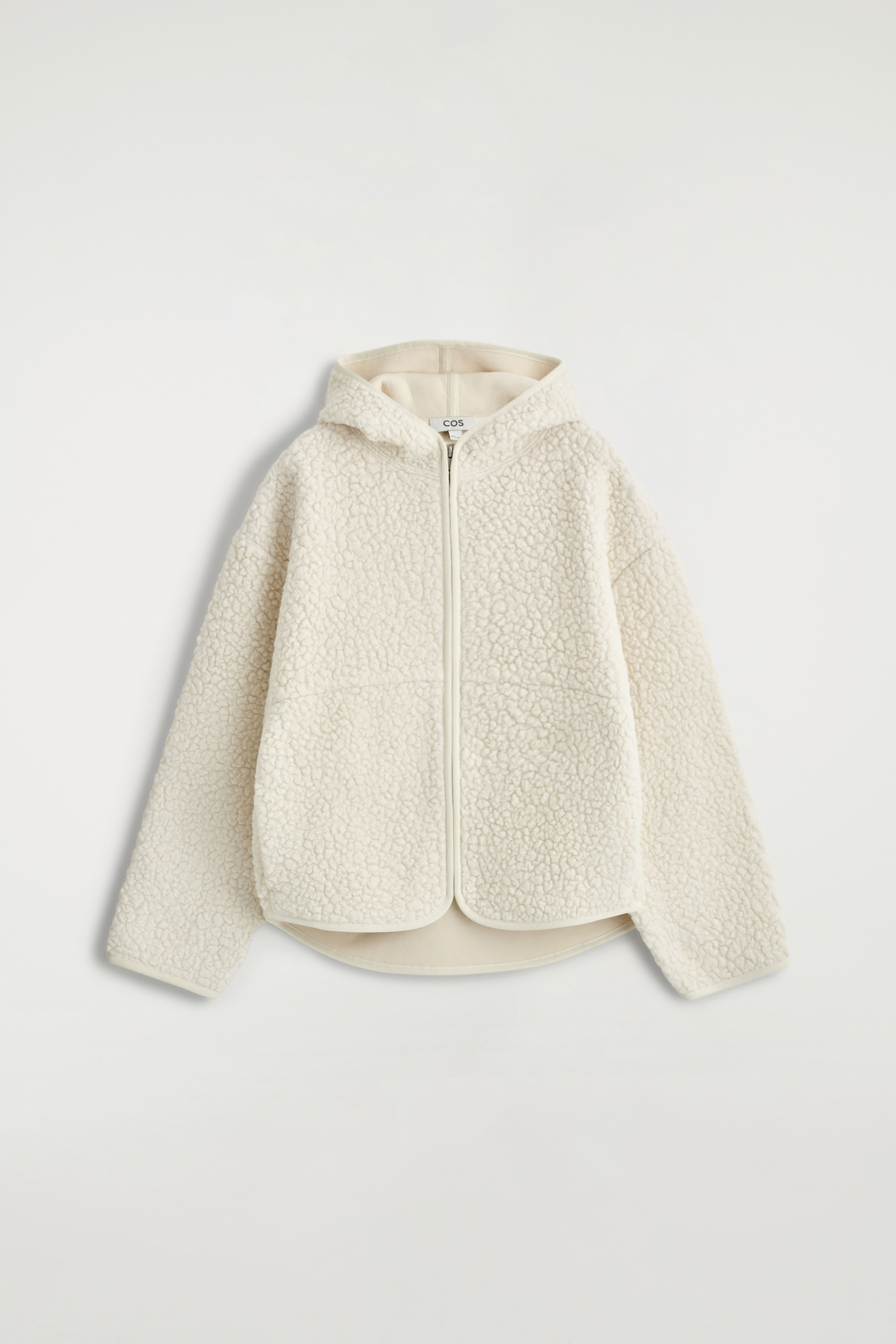 HOODED TEDDY JACKET - CREME