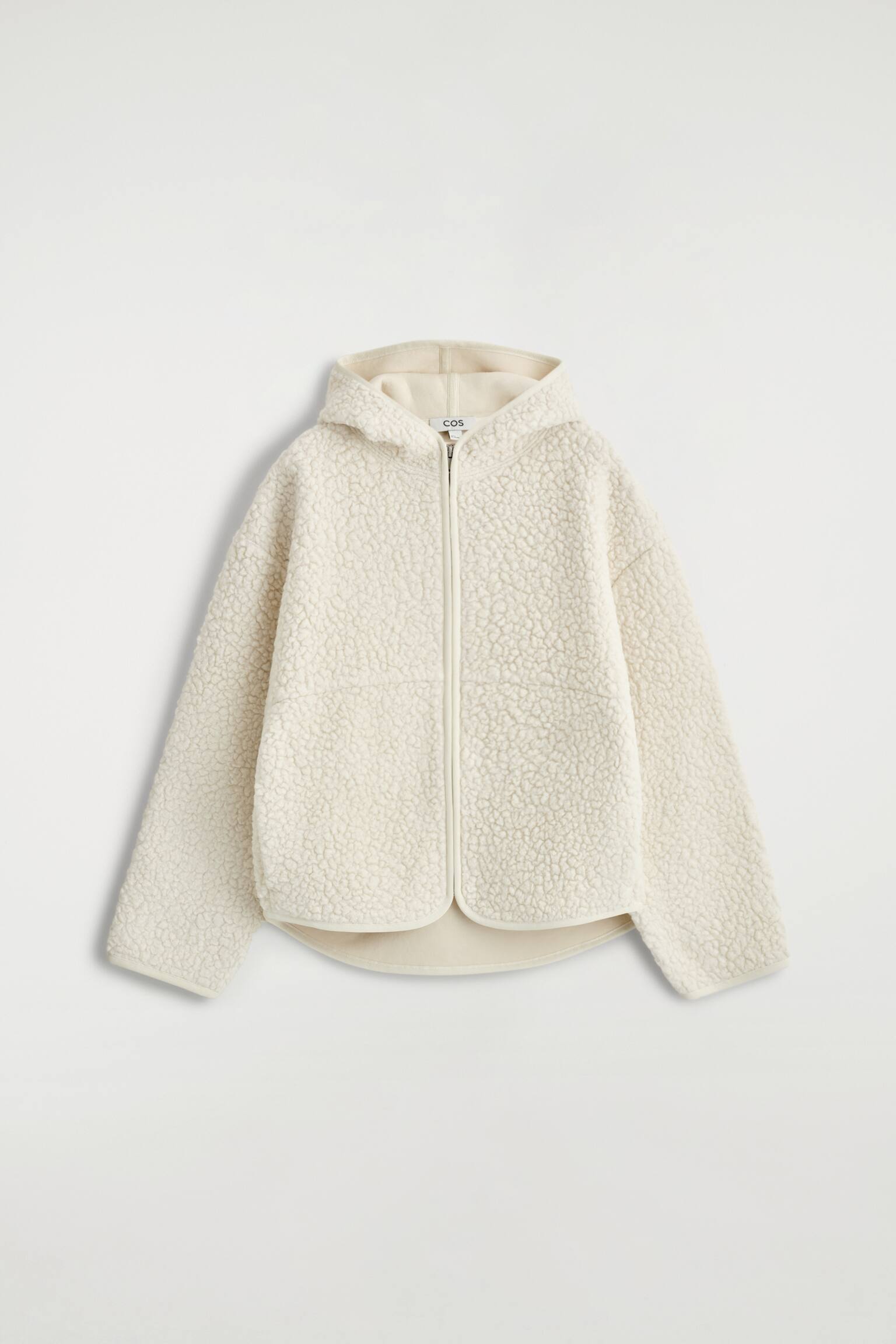 HOODED TEDDY JACKET - CREAM - 2