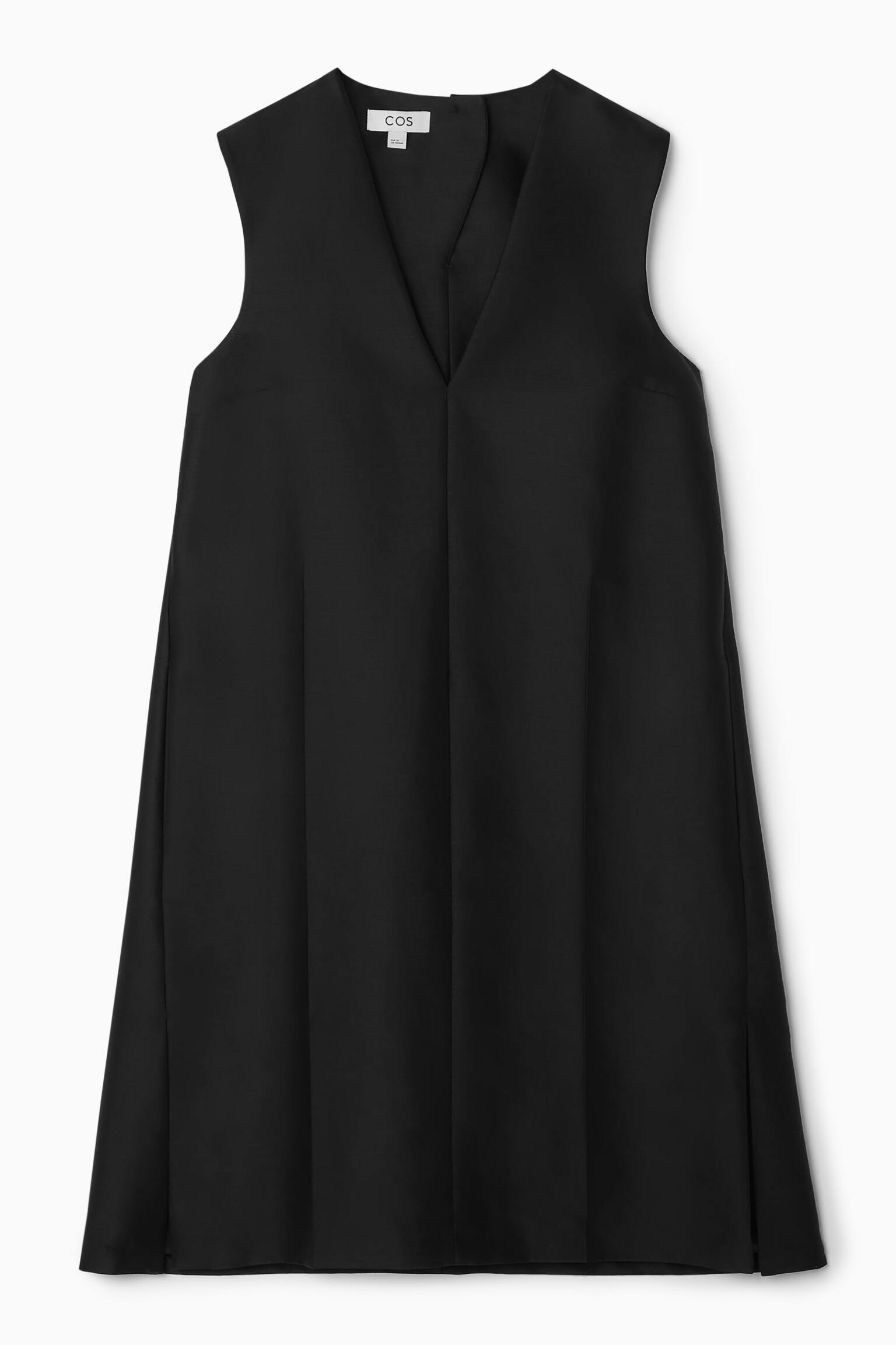 BUTTON-DETAIL WOOL-BLEND DRESS - BLACK - 2