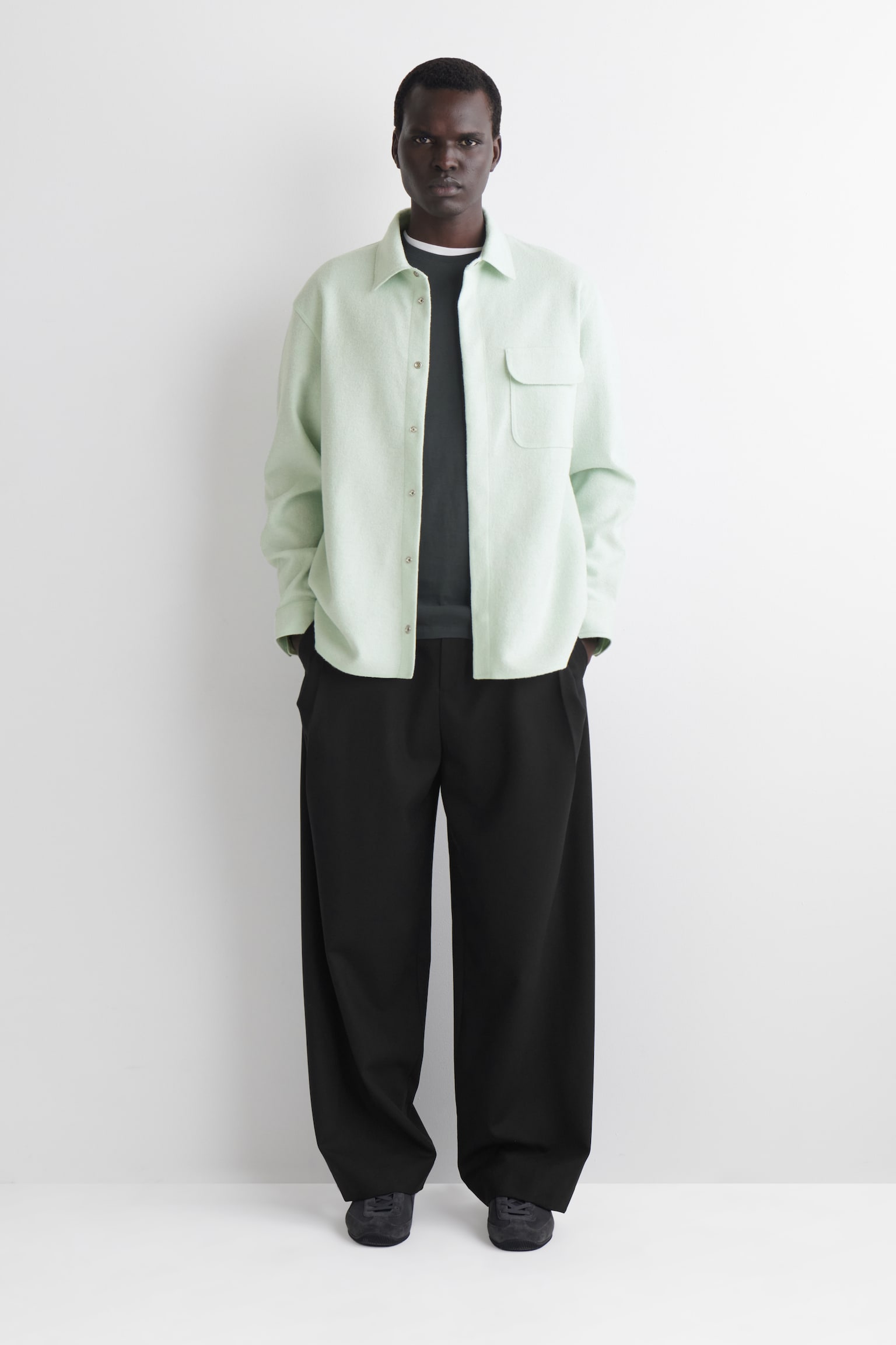 OVERSHIRT IN LANA COTTA - VERDE CHIARO - 4
