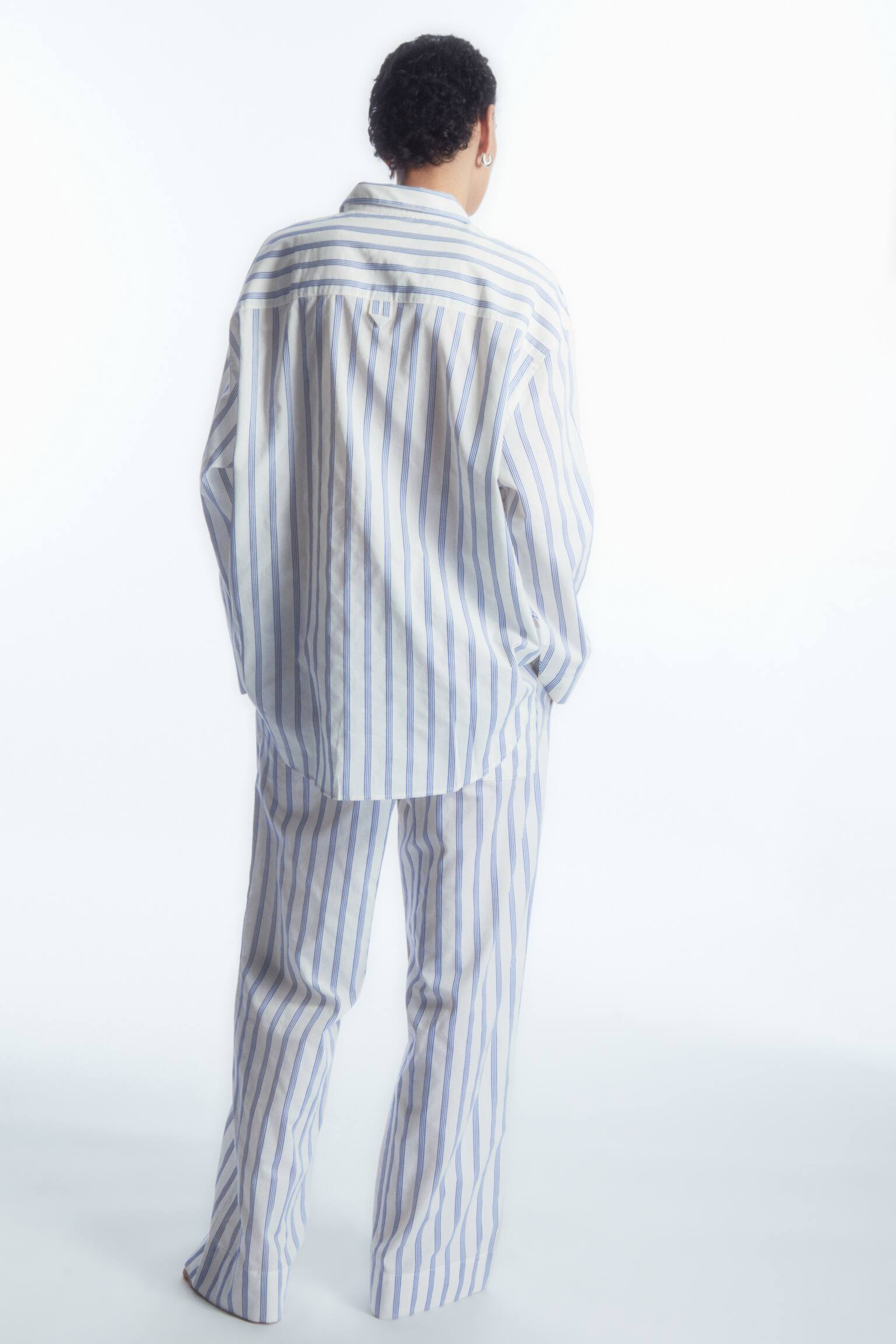 STRIPED PYJAMA SHIRT - WHITE / BLUE / STRIPED - 5