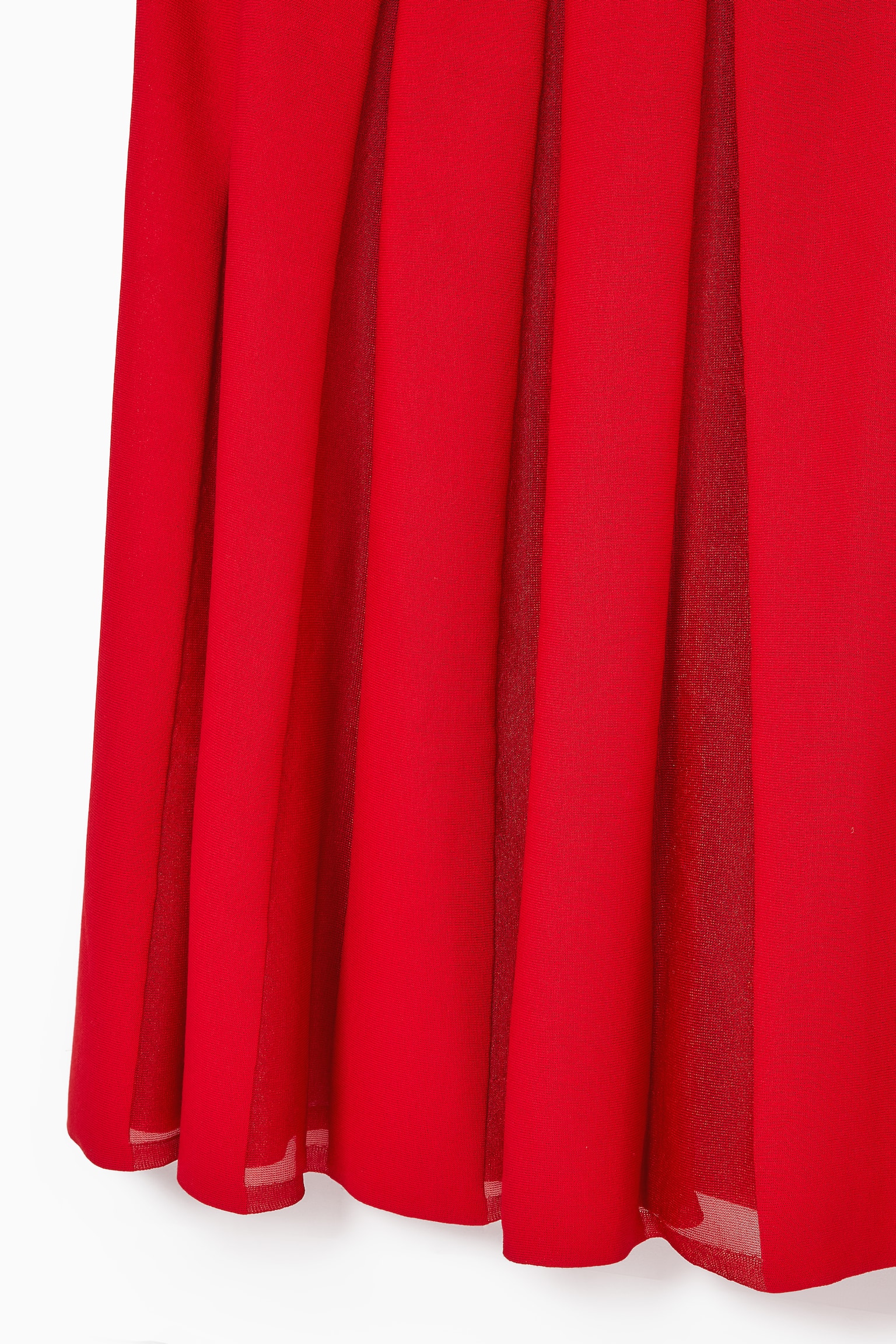 PLEATED RACER-NECK MAXI DRESS - RED/BLACK - 6