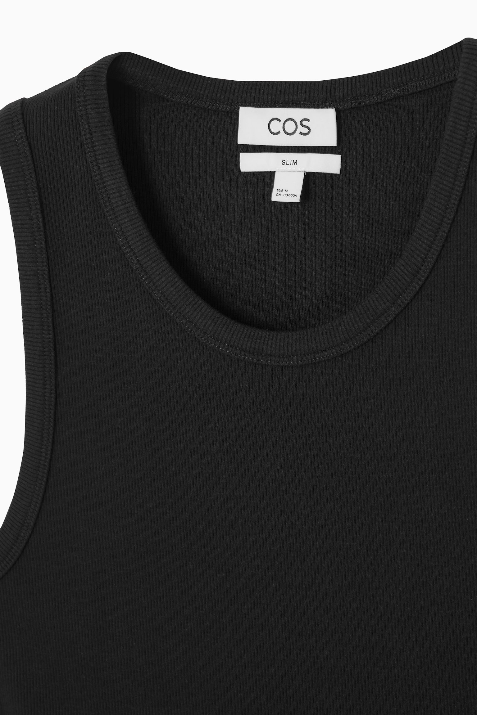 SLIM RIBBED COTTON TANK TOP - BLACK/WHITE - 3