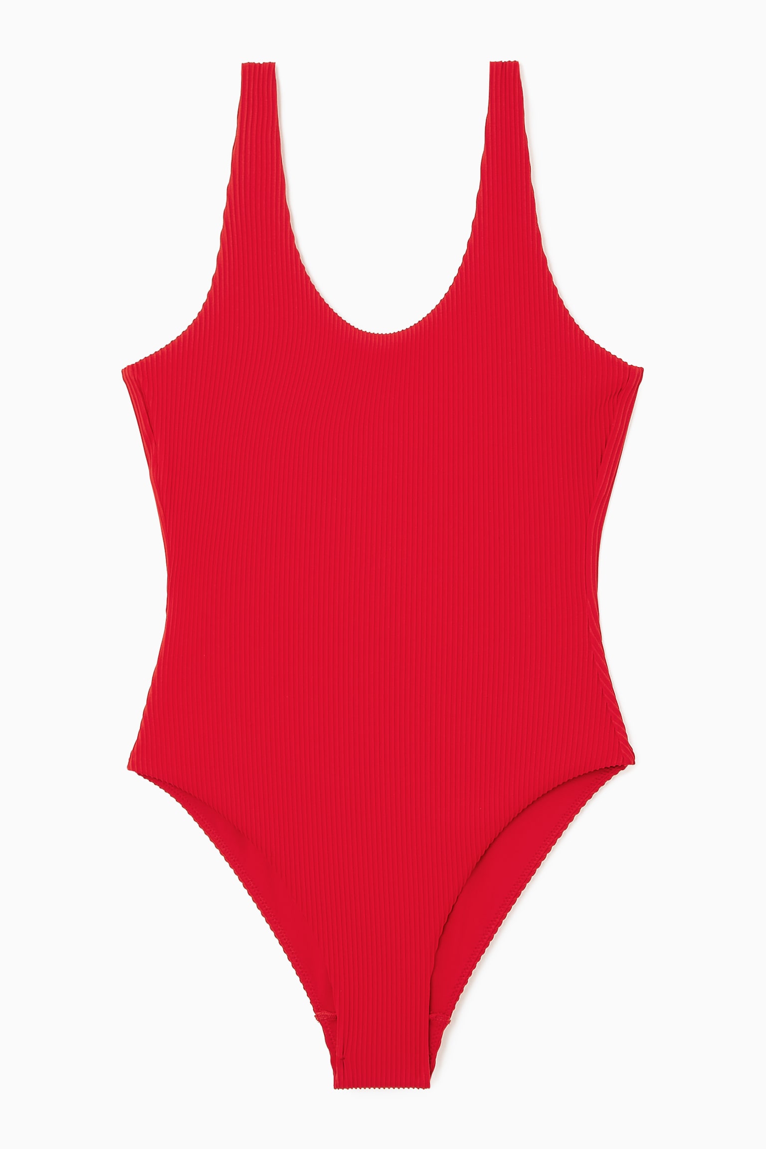 SCOOP-NECK RIBBED SWIMSUIT - BRIGHT RED/BLACK/WHITE - 2