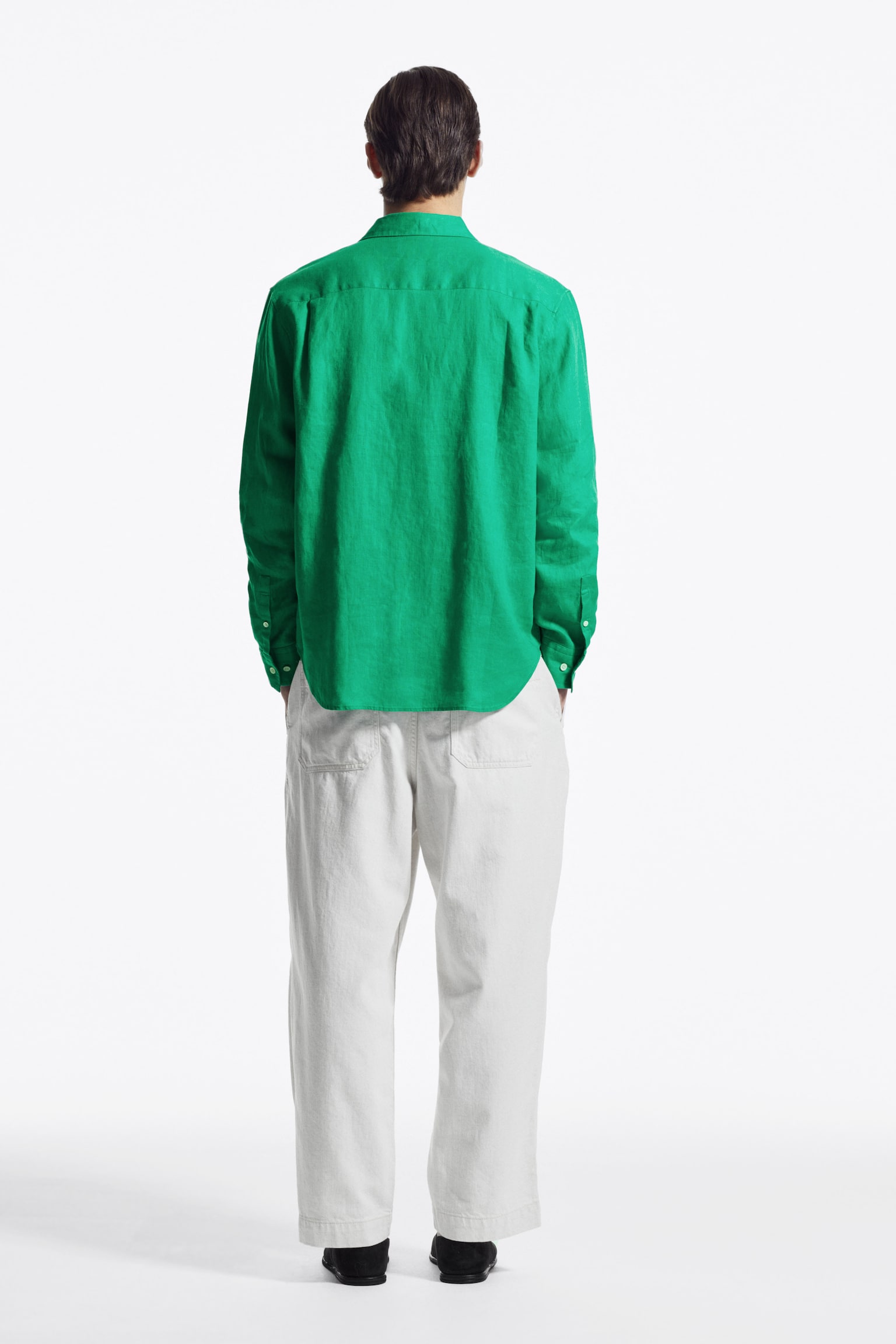 RELAXED LINEN LONG-SLEEVED SHIRT - GREEN/SAGE GREEN/NAVY/WHITE - 7