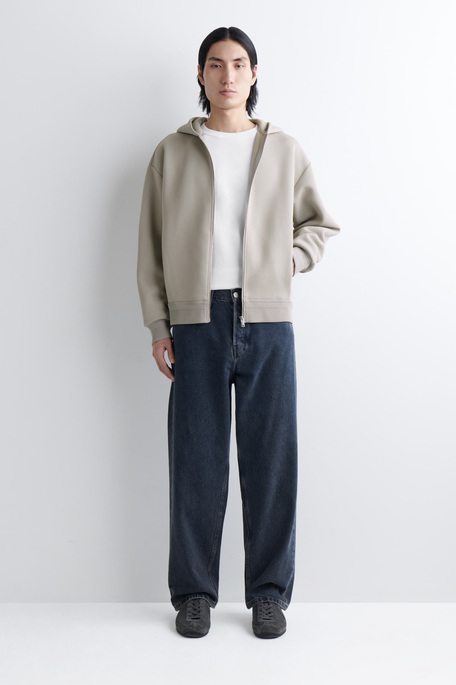 FELPA CON CAPPUCCIO E CERNIERA IN PIQUÉ DI COTONE - BEIGE - 6