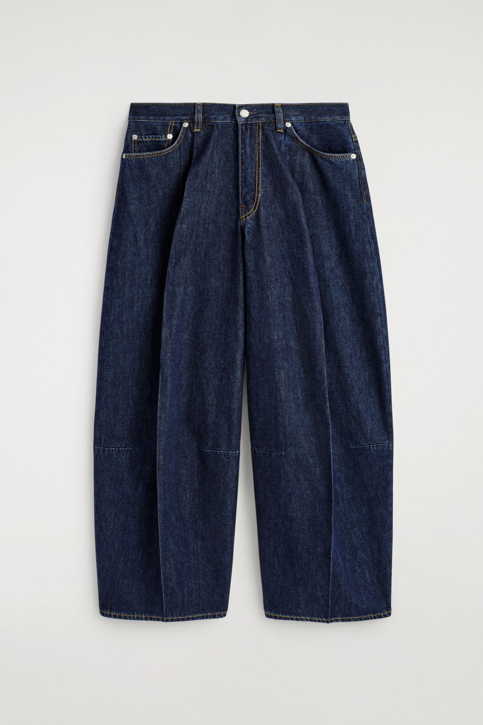 TWINE JEANS MED TØNDEFORMEDE BEN - MØRKEBLÅ/LYS BEIGE - 2