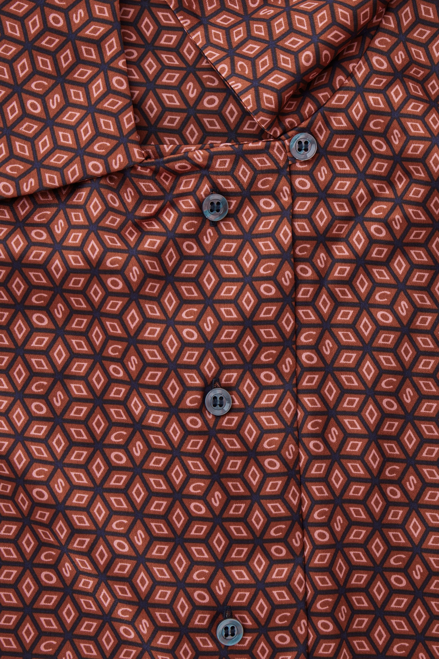 PRINTED PURE SILK PYJAMA SHIRT - RUST / PRINTED - 2