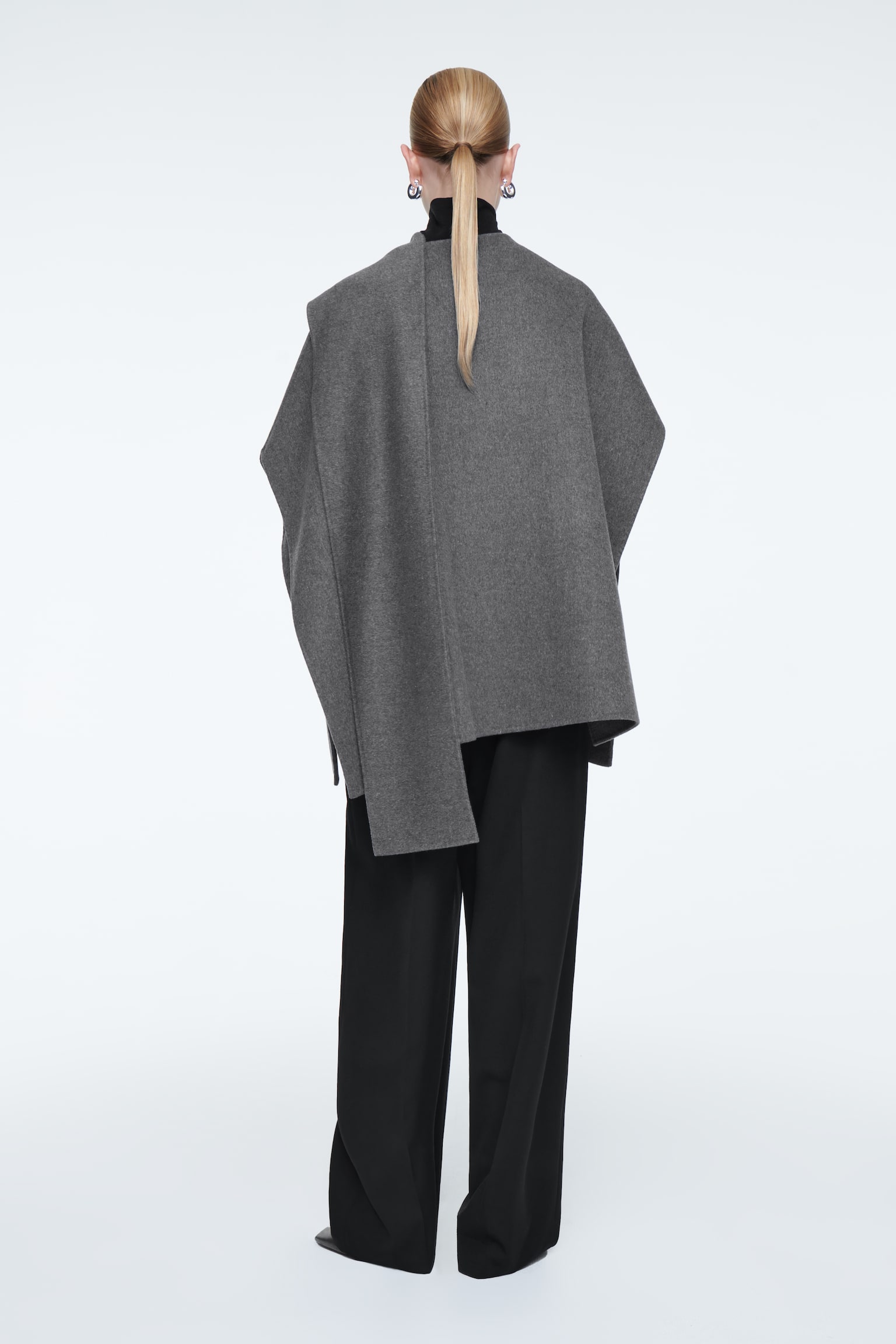 WOOL-BLEND CAPE - GREY/Black - 4