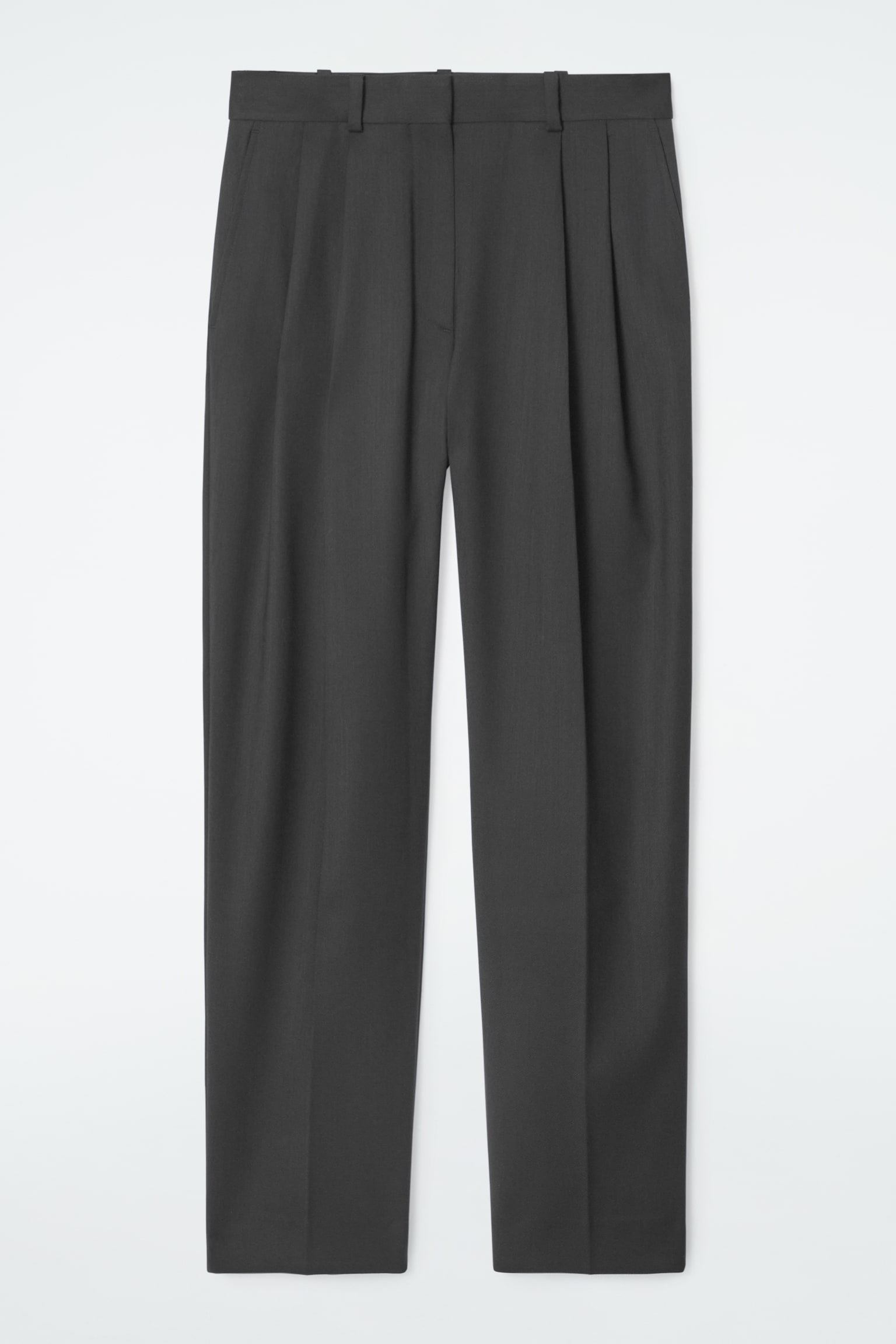 SLIM TAILORED WOOL-BLEND TROUSERS - BLACK - 2