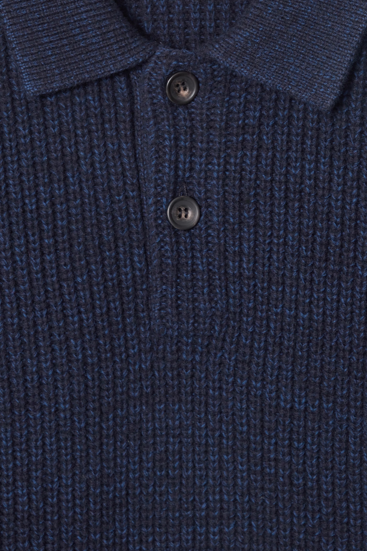 TWISTED-YARN WOOL POLO JUMPER - NAVY MÉLANGE/GREY MÉLANGE - 8