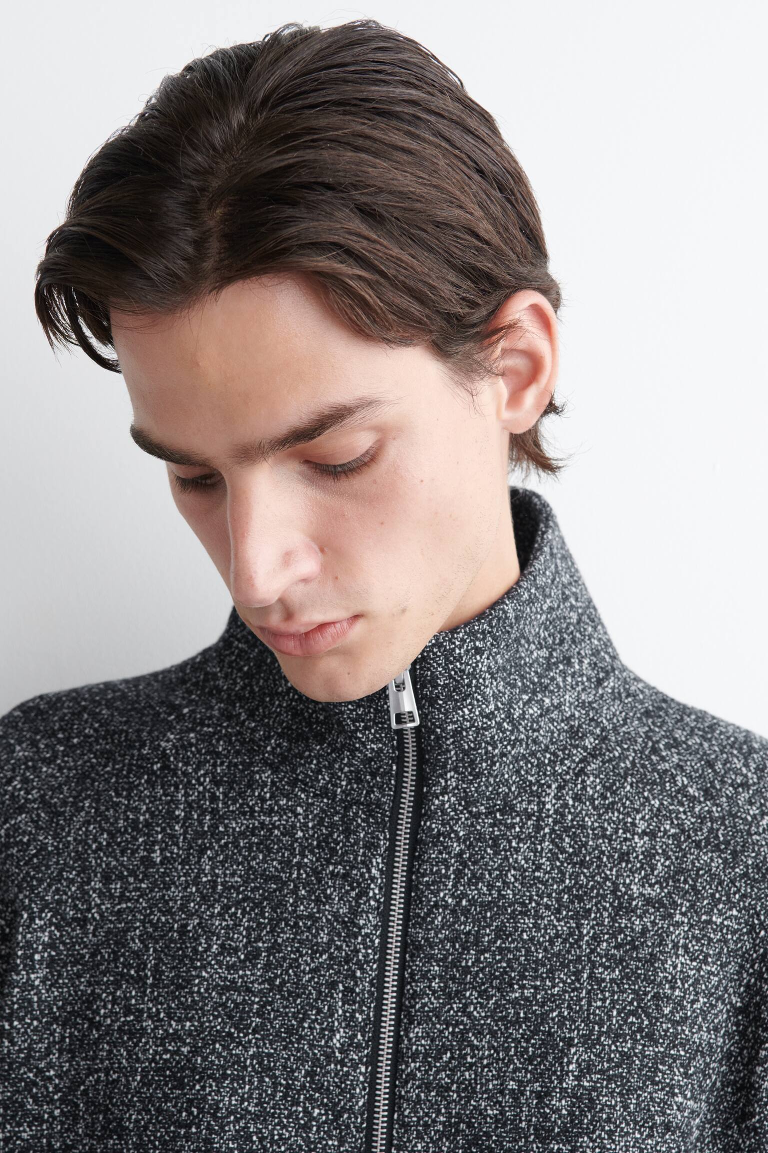 TRÄNINGSJACKA I TWEED - SVART - 3