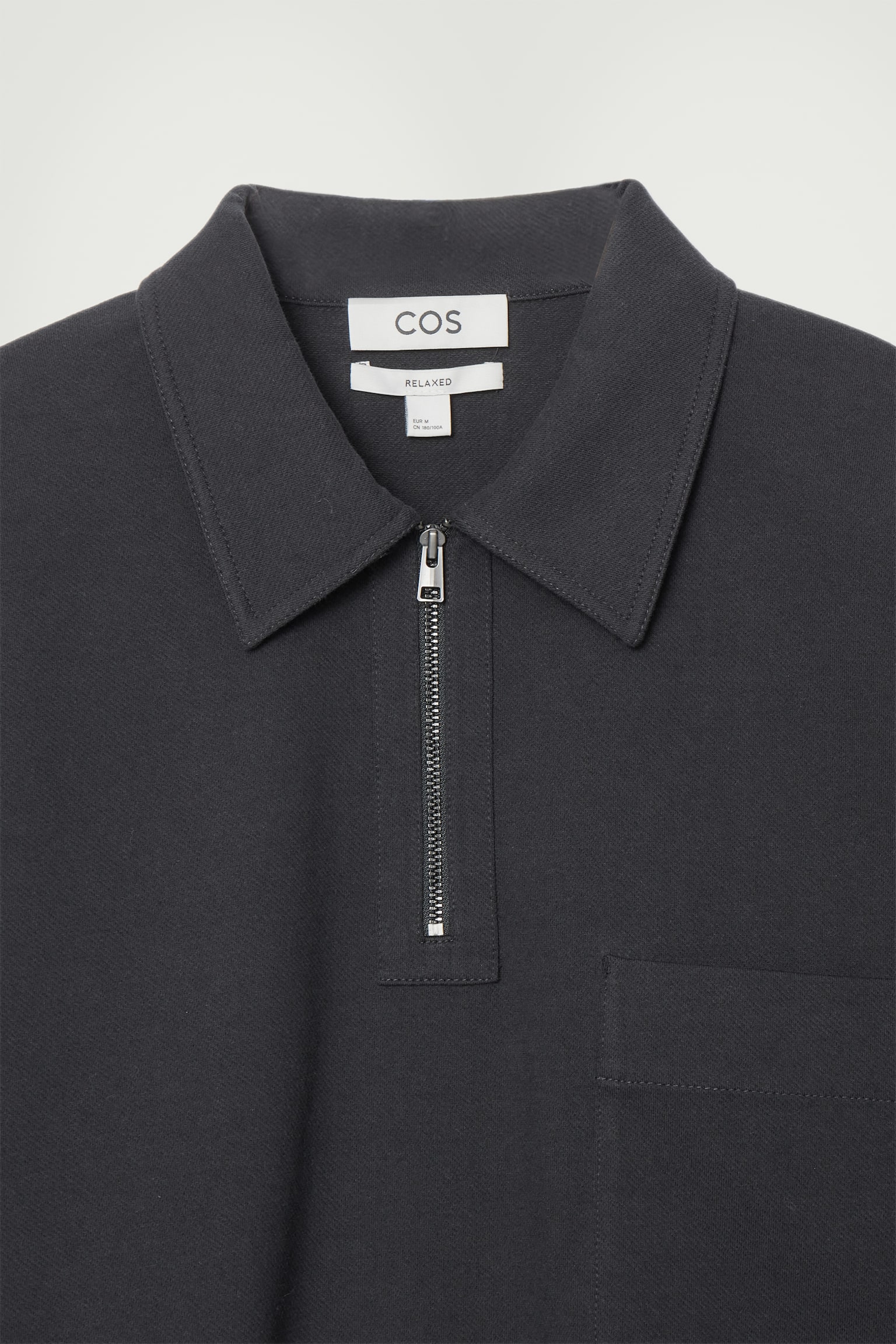 COTTON-TWILL HALF-ZIP POLO SHIRT - NAVY/OFF-WHITE - 5