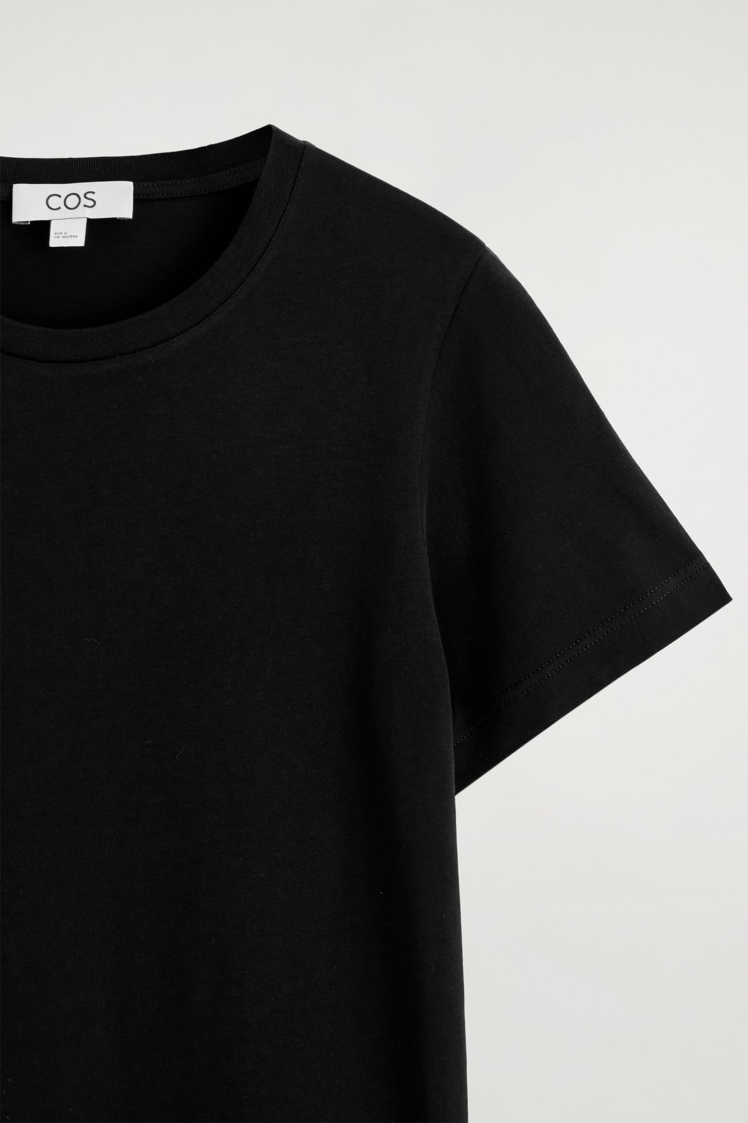 Katoenen T-shirt met ronde hals - ZWART/WIT - 3