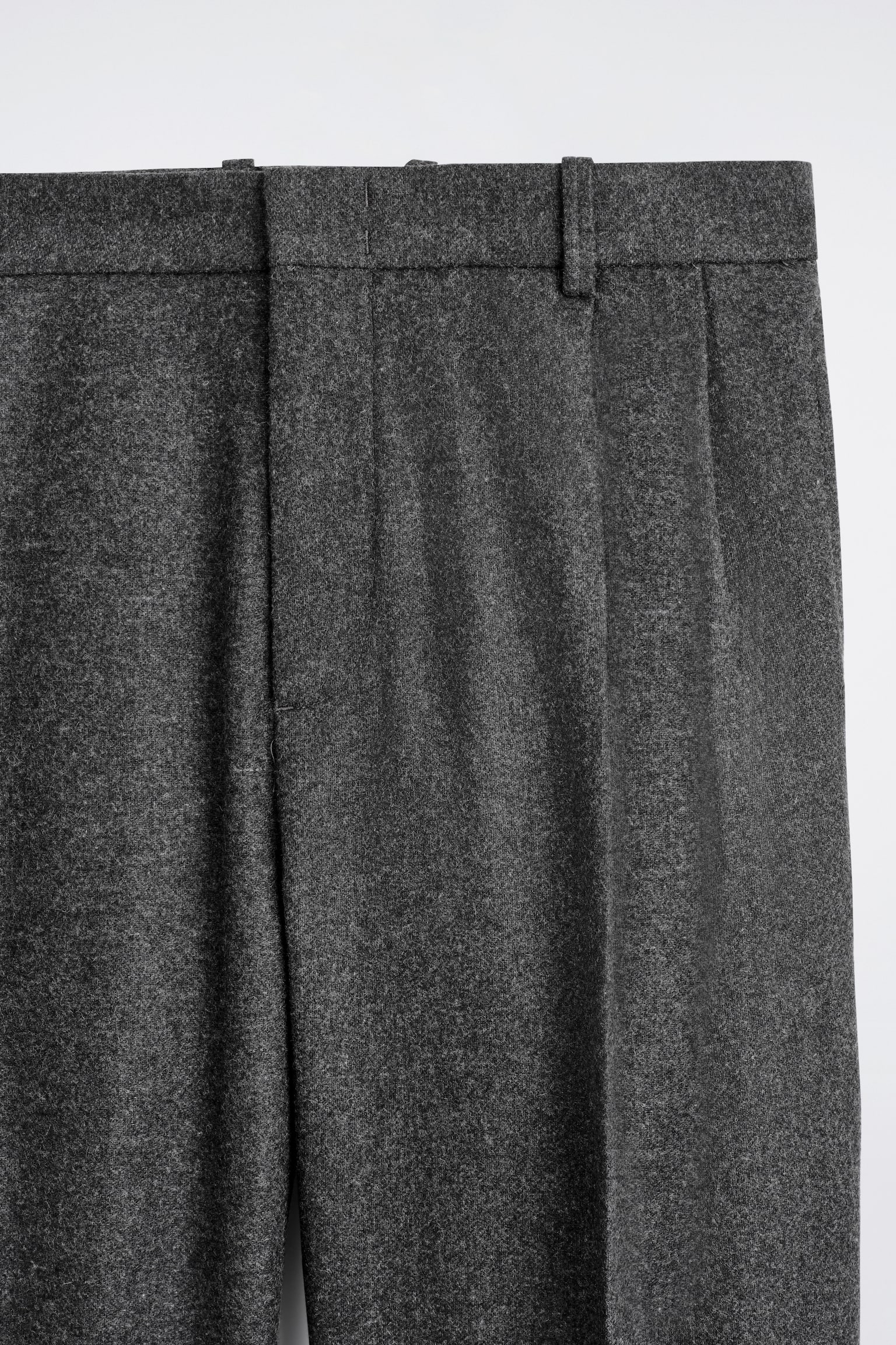 PLEATED WOOL RELAXED-FIT STRAIGHT-LEG TROUSERS - MÖRKGRÅ MELERING - 6