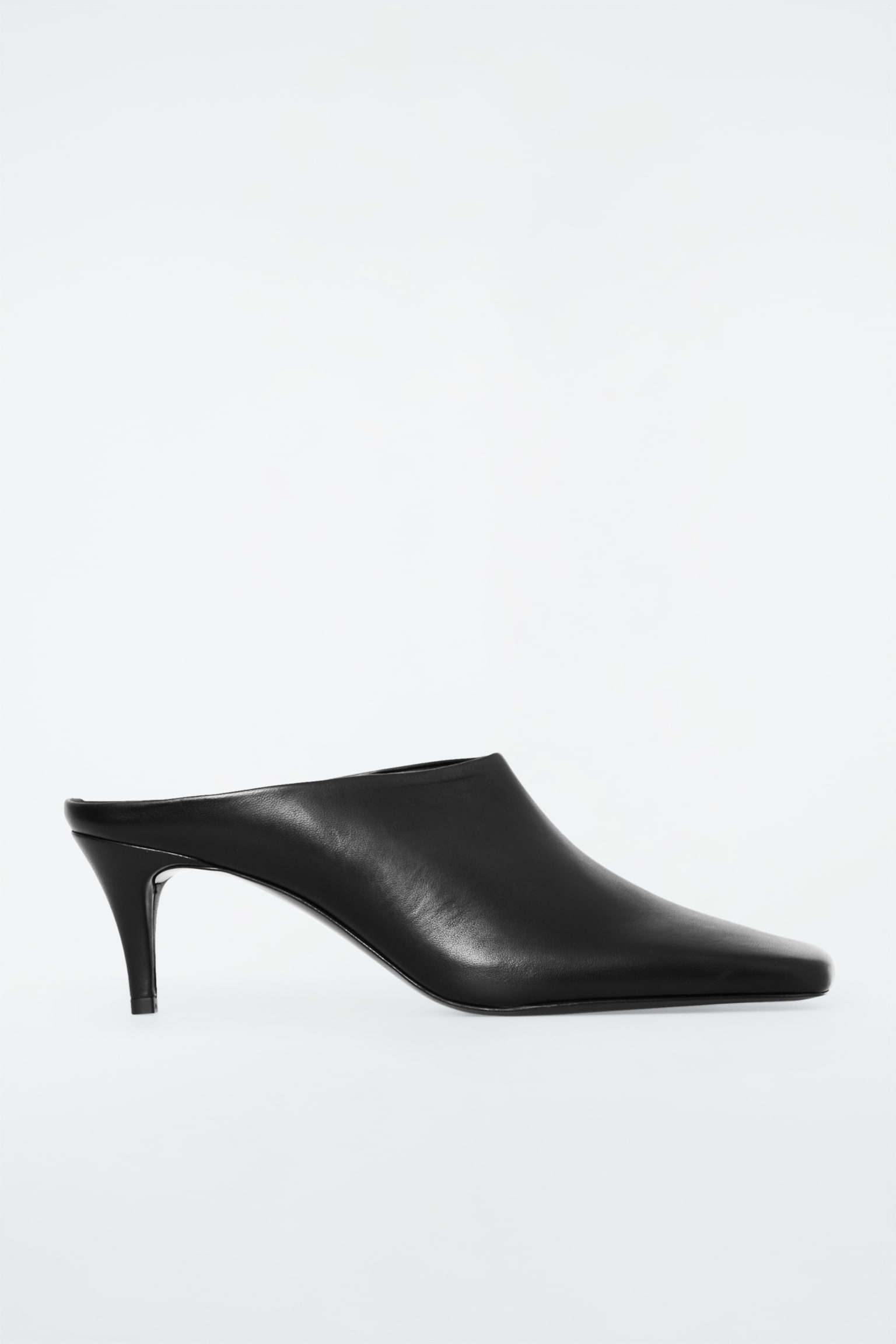 SQUARE-TOE LEATHER MULES - BLACK - 2