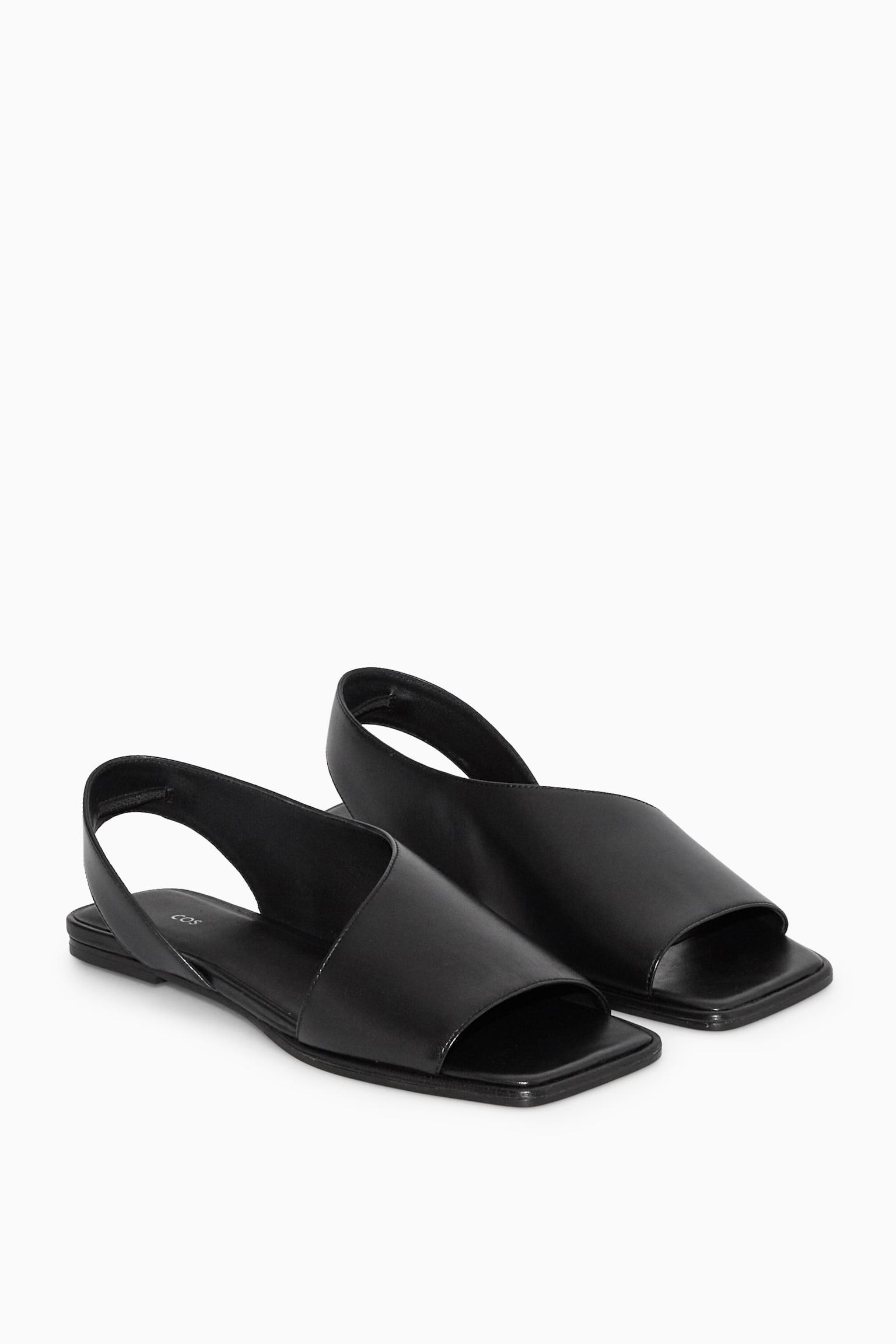 LEATHER SLINGBACK SANDALS - BLACK - 5