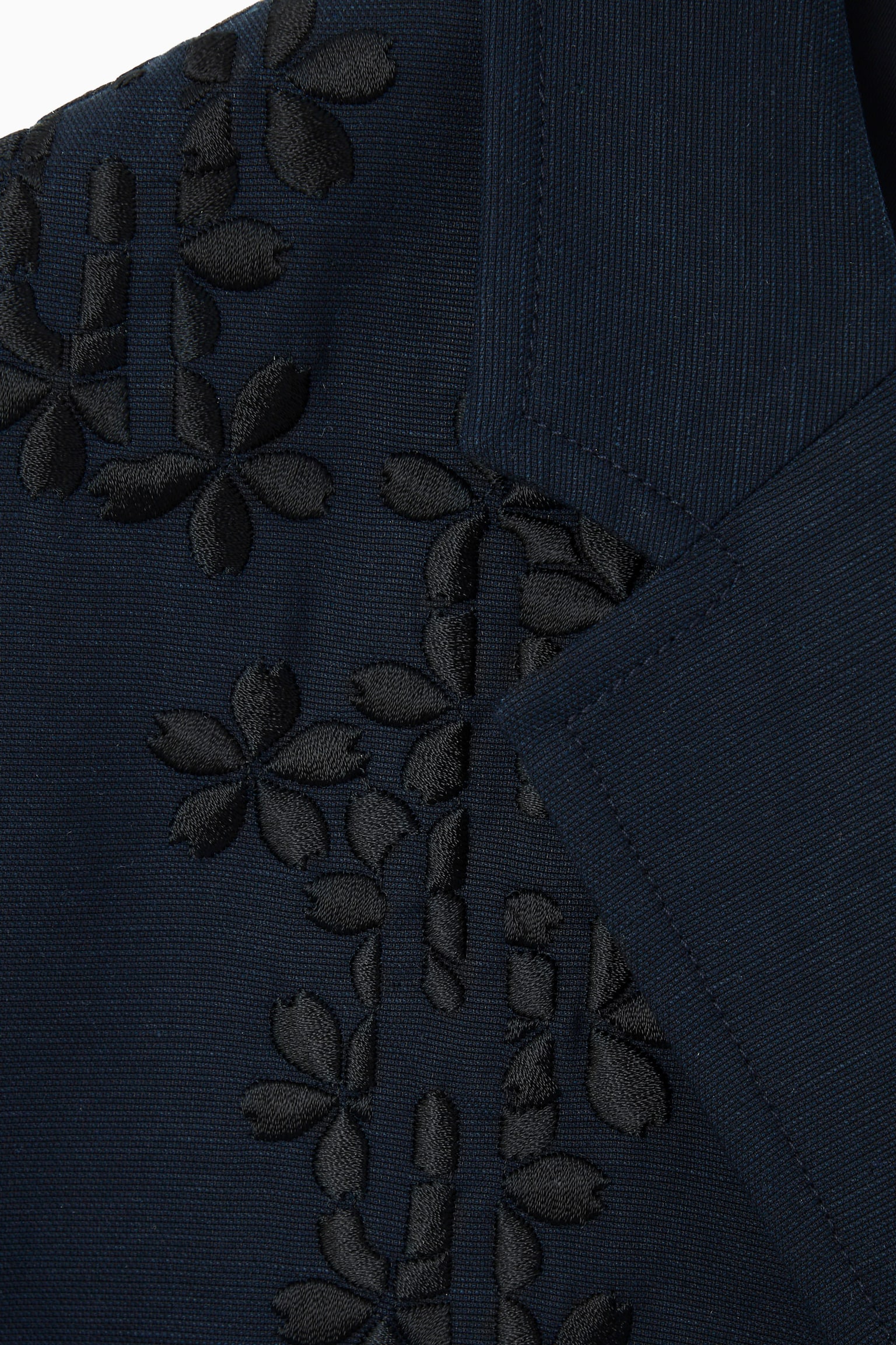 FLORAL EMBROIDERED BLAZER - NAVY BLUE - 5