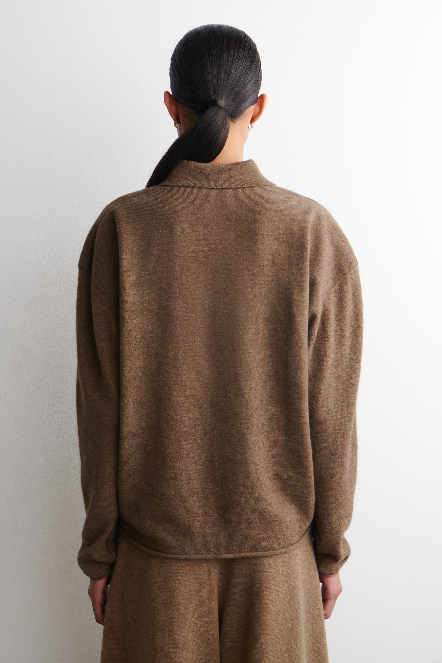 Merino uld-yak zip-up poloshirt - BRUNMELERET/HVID/VINRØD - 8