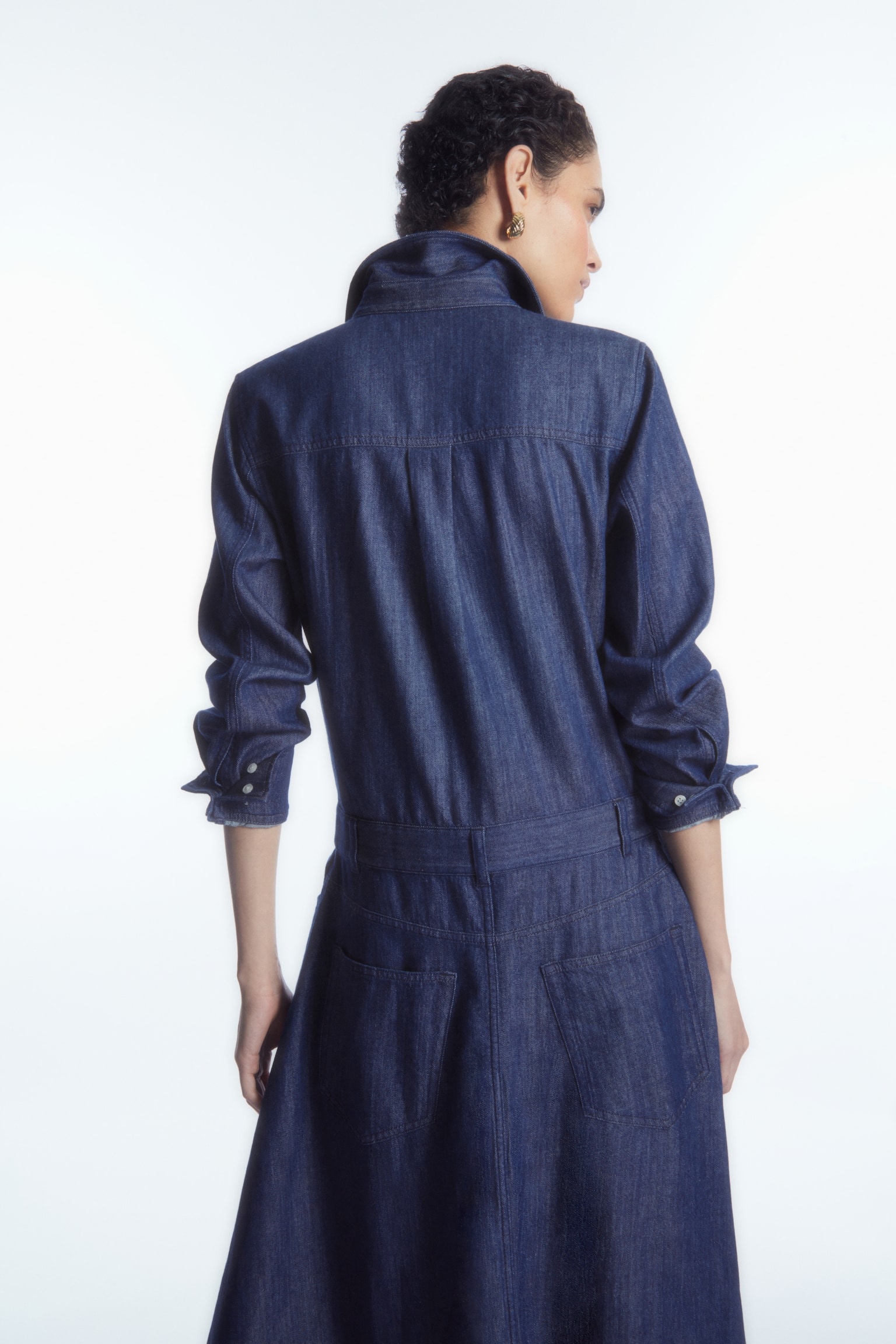 DENIM MIDI SHIRT DRESS - INDIGO/DARK BLUE - 3