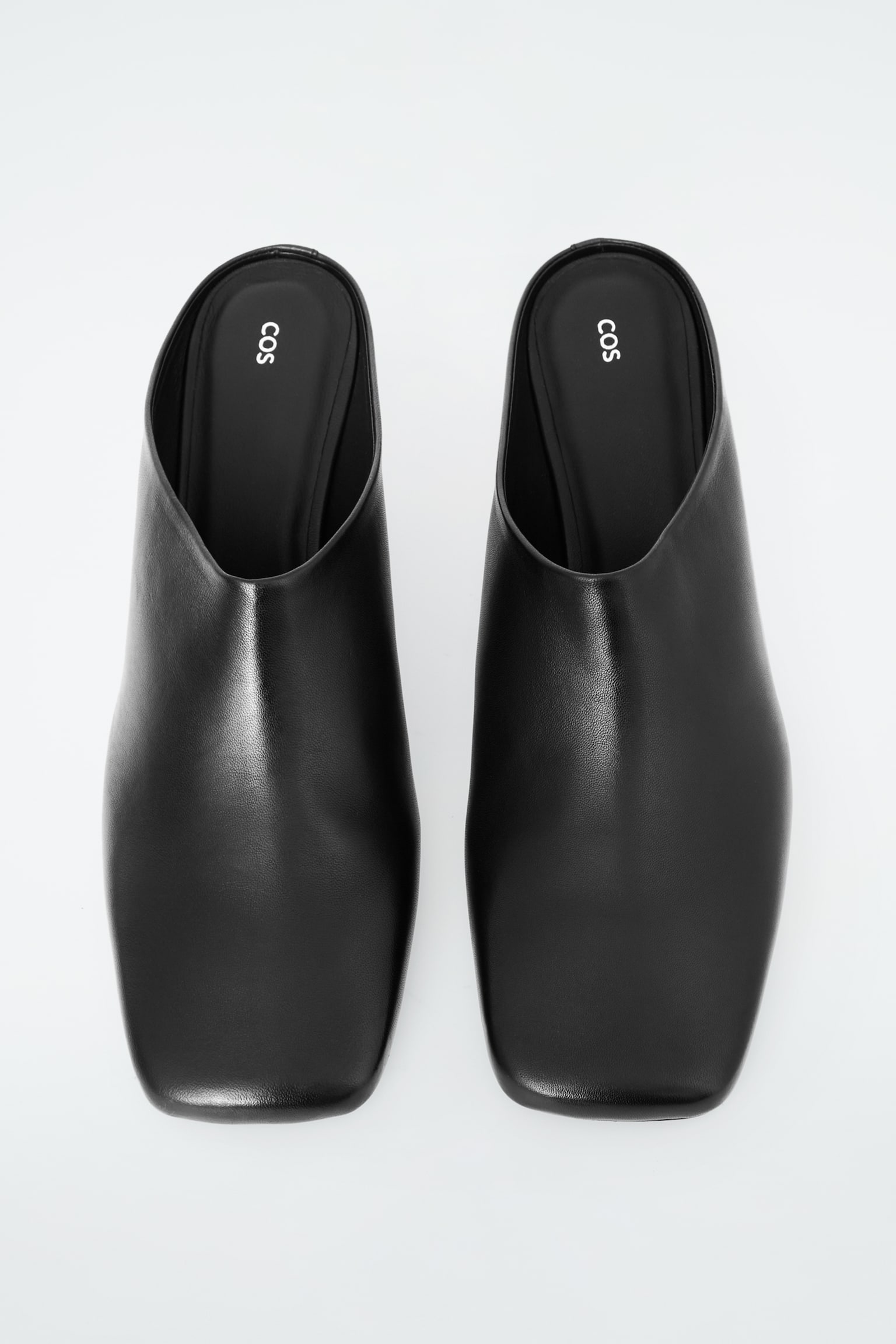 SQUARE-TOE LEATHER MULES - BLACK - 3