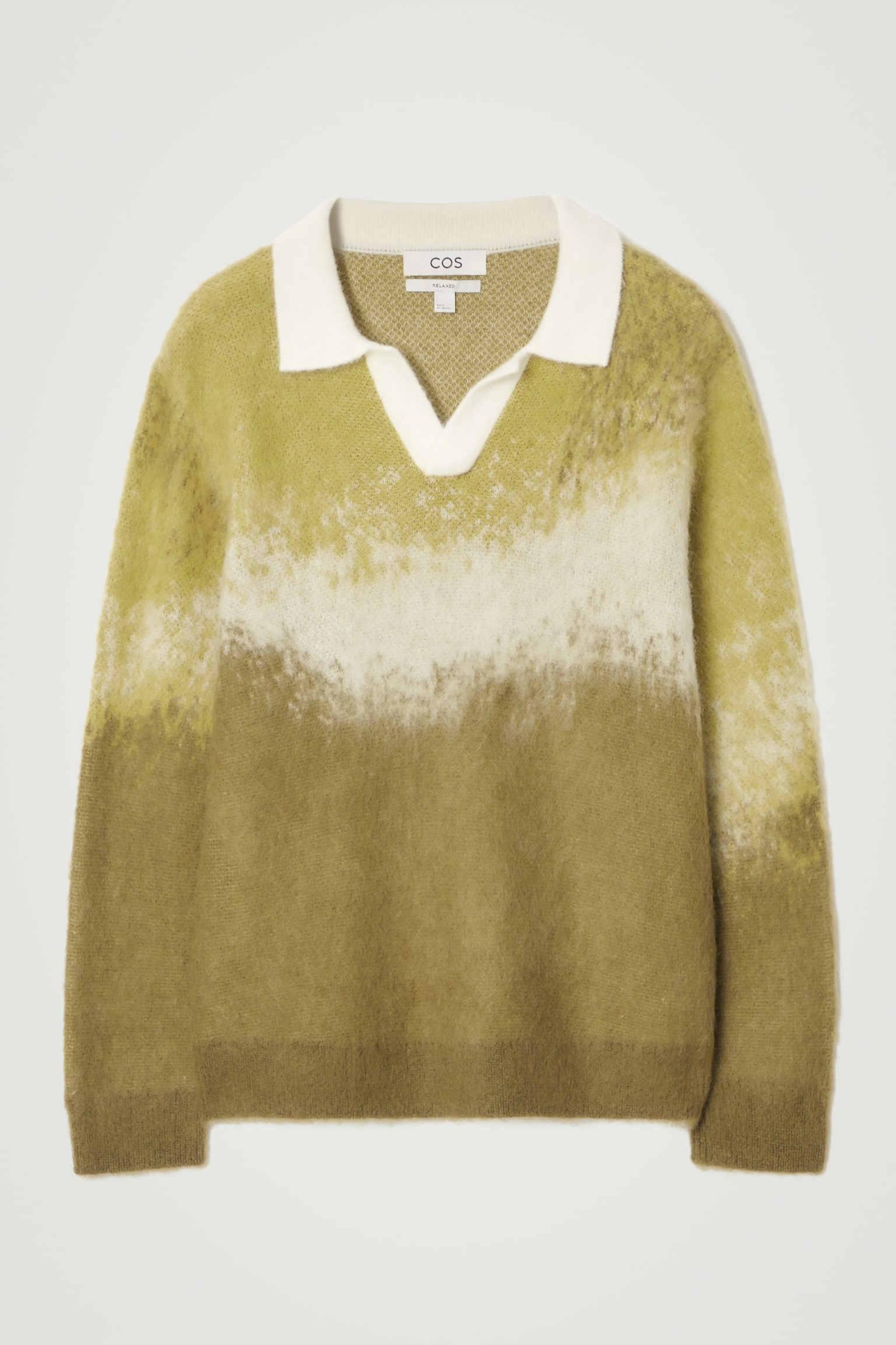 BRUSHED MOHAIR-BLEND POLO JUMPER - YELLOW / SAND - 2